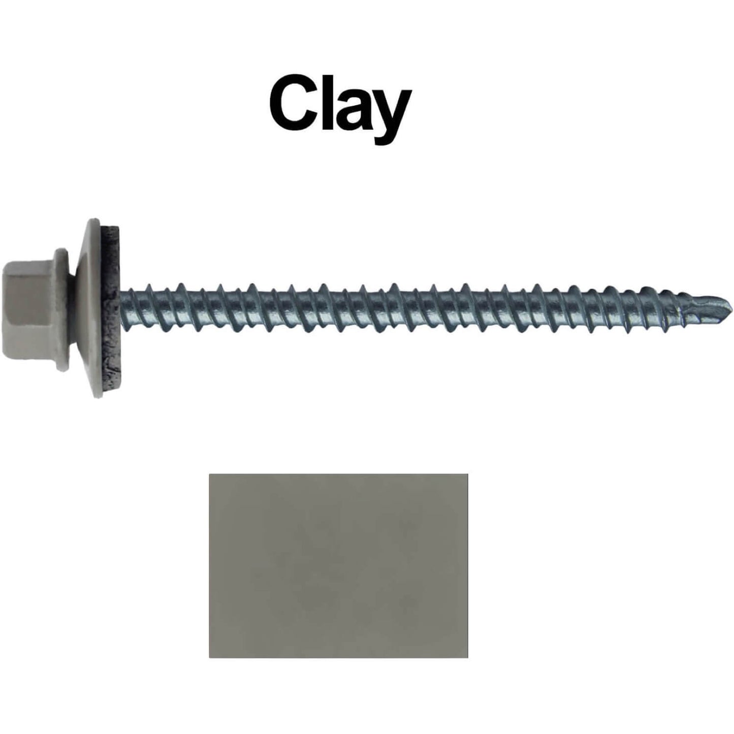 #10 x 3" Mini Driller Sheet Metal Roofing Screw - Hex Washer Head - Self starting metal to wood siding screws. EPDM washer. Colored head.