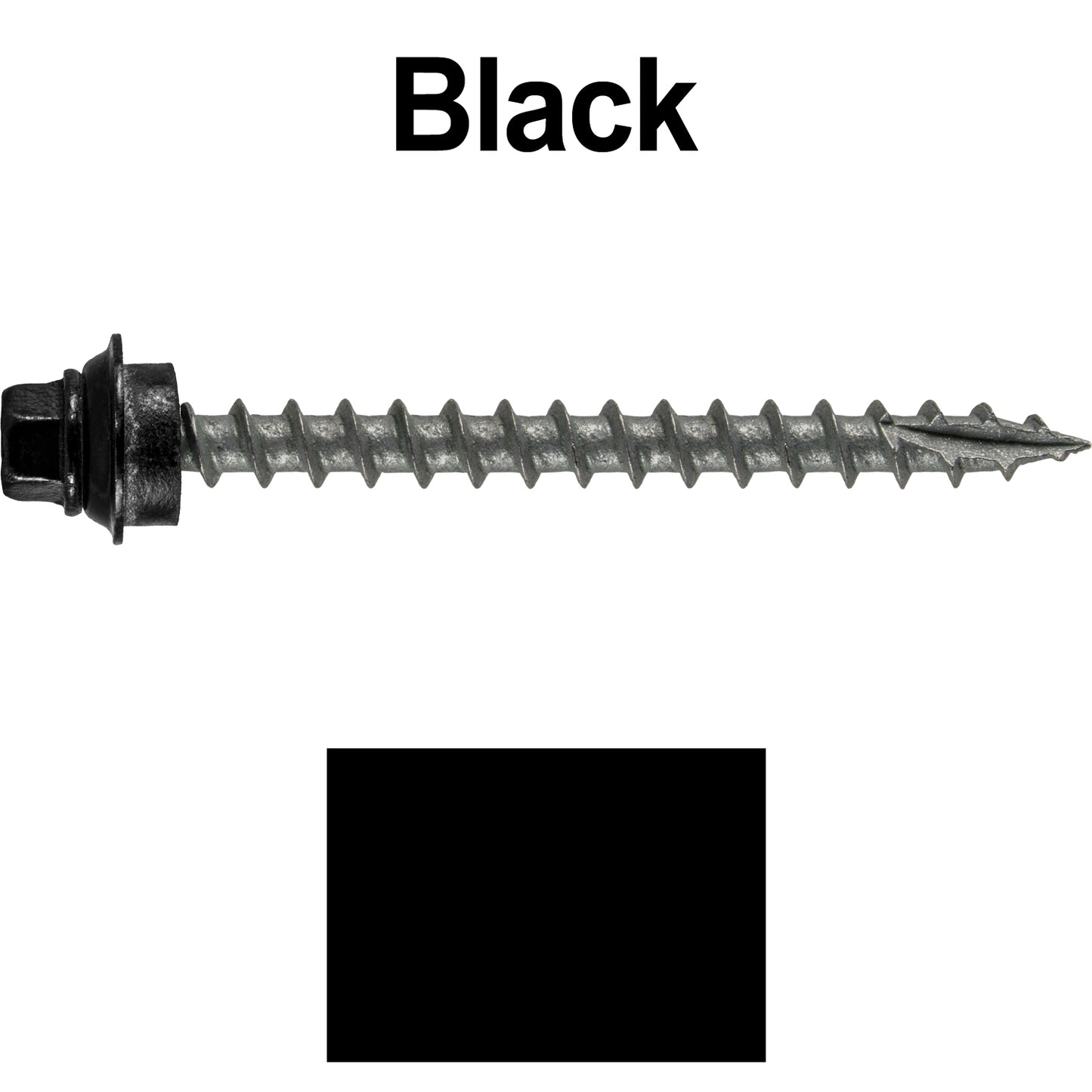 12 X 2-1/2" Metal Roofing Screws For OSB and Plywood - Galvanized Metal to Wood Type 17 Tip - 1/4" Hex Head - Assembled EPDM Washer