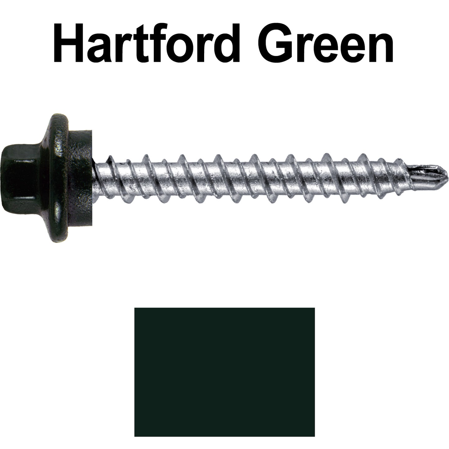 #10 x 1-1/2" Stainless Steel Mini Driller Sheet Metal Roofing Screw - Hex Washer Cap - Self starting metal to wood siding screws - EPDM washer. Colored head.