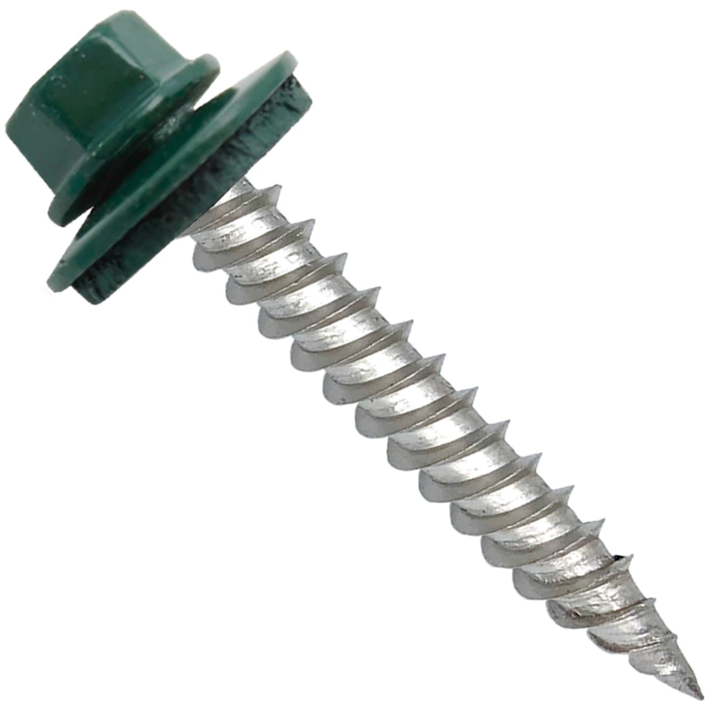 12 x 1-1/2" Stainless Steel Metal Roofing Screw - Hex Washer Head - Self starting/self tapping - EPDM washer. Colored head.