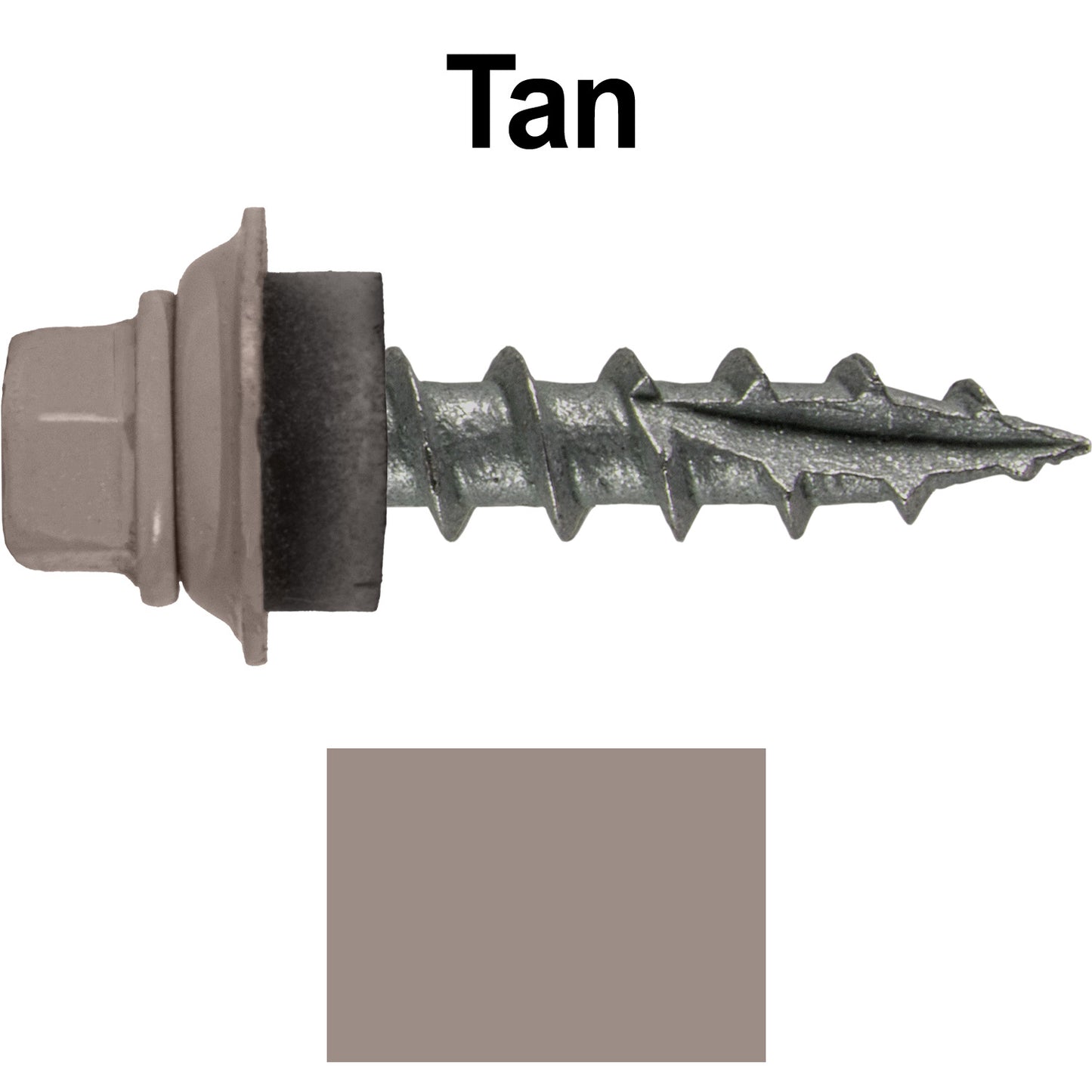 12 X 1" Metal Roofing Screws For OSB and Plywood - Galvanized Metal to Wood Type 17 Tip - 1/4" Hex Head - Assembled EPDM Washer