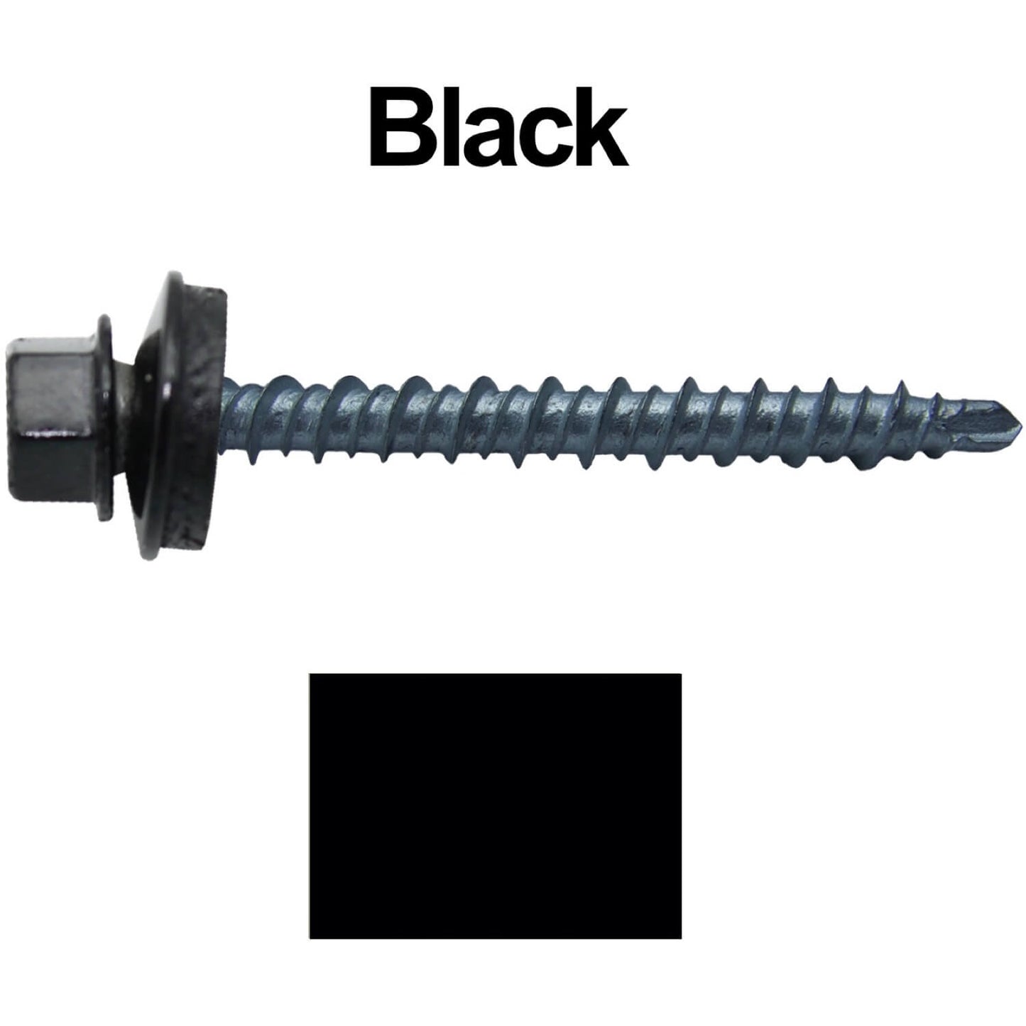 10 x 2" - Mini Driller Sheet Metal Roofing Screw - Hex Washer Head - Self starting metal to wood siding screws. EPDM washer. Colored head.