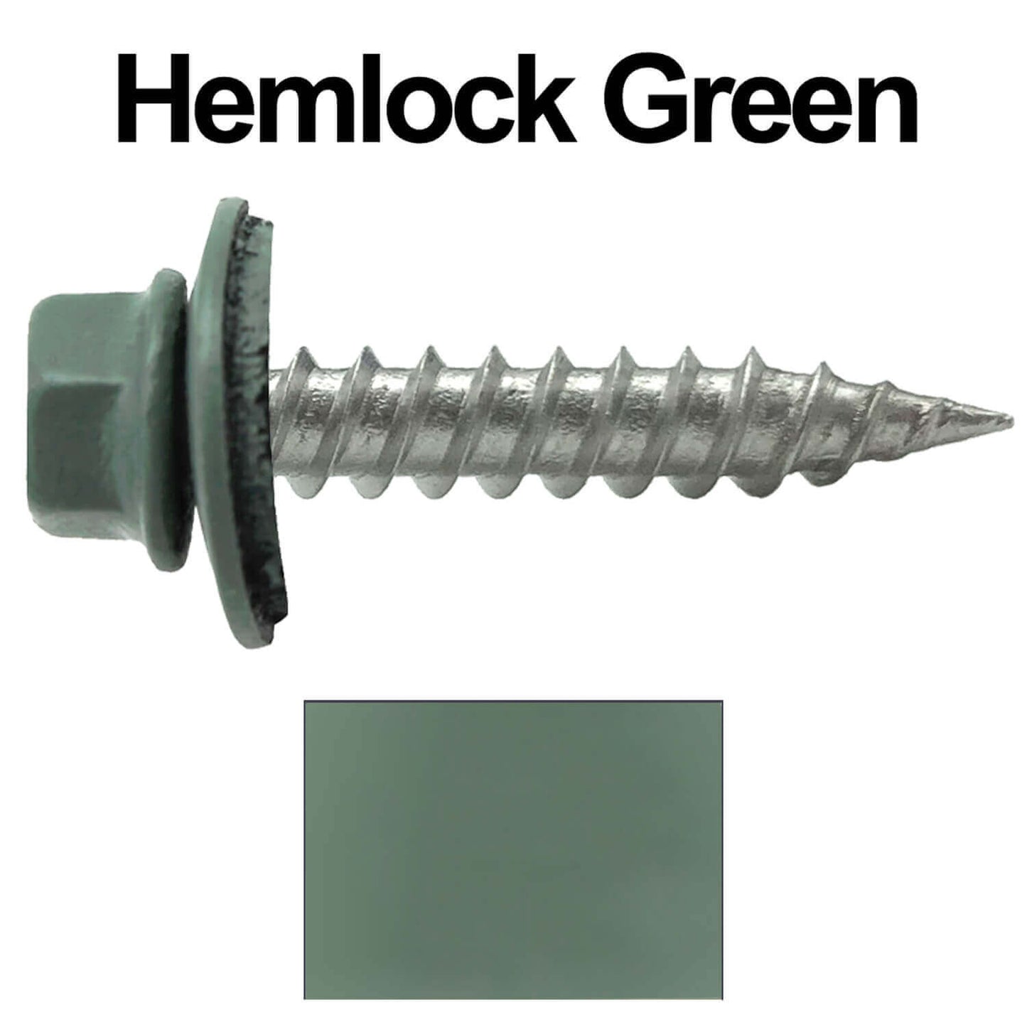#9 x 1" Stainless Steel Metal Roofing Screws - Hex Washer Head - Self-Piercing (SP) tip metal to wood siding screws. EPDM washer. Colored head.