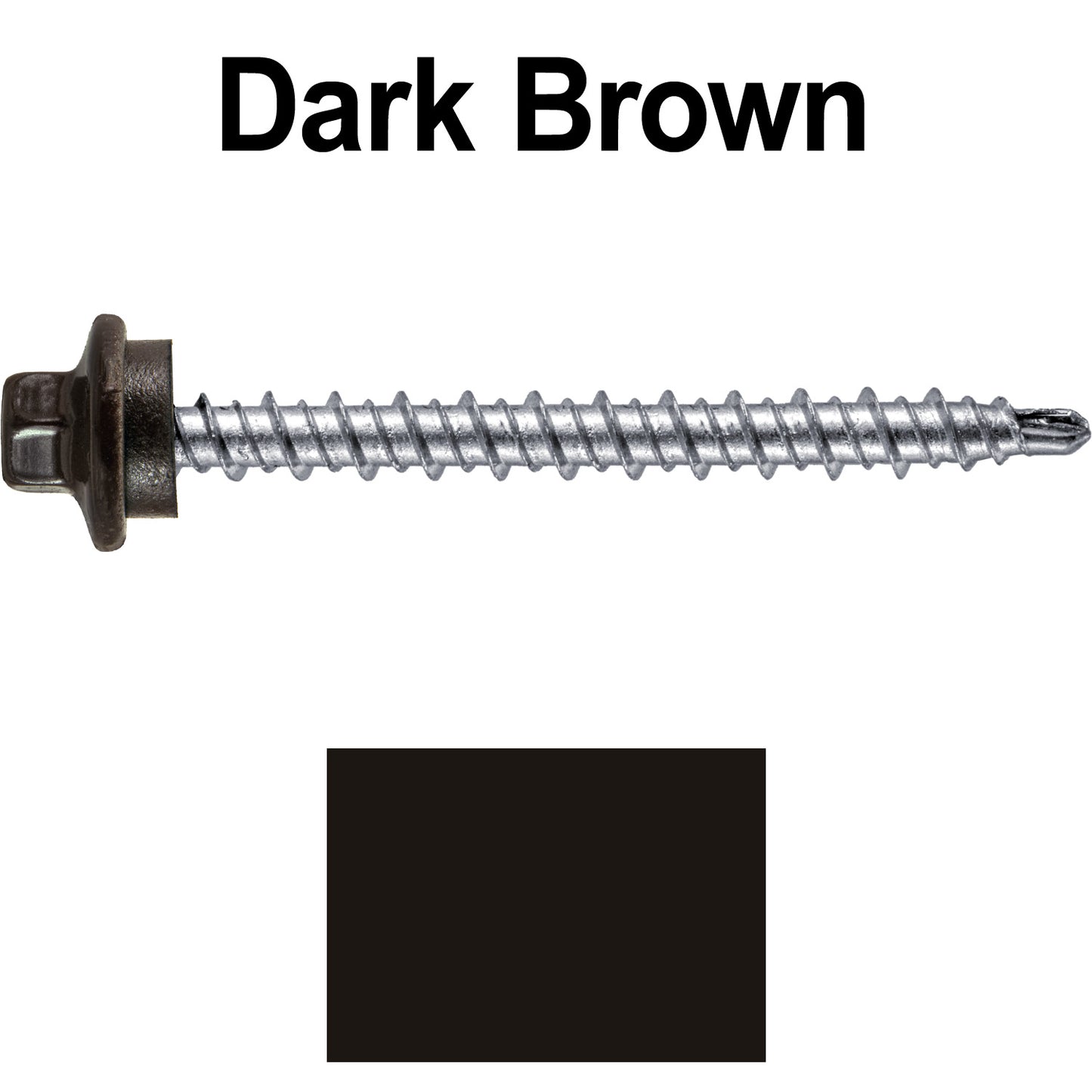 #10 x 2" Stainless Steel Mini Driller Sheet Metal Roofing Screw - Hex Washer Cap - Self starting metal to wood siding screws - EPDM washer. Colored head.