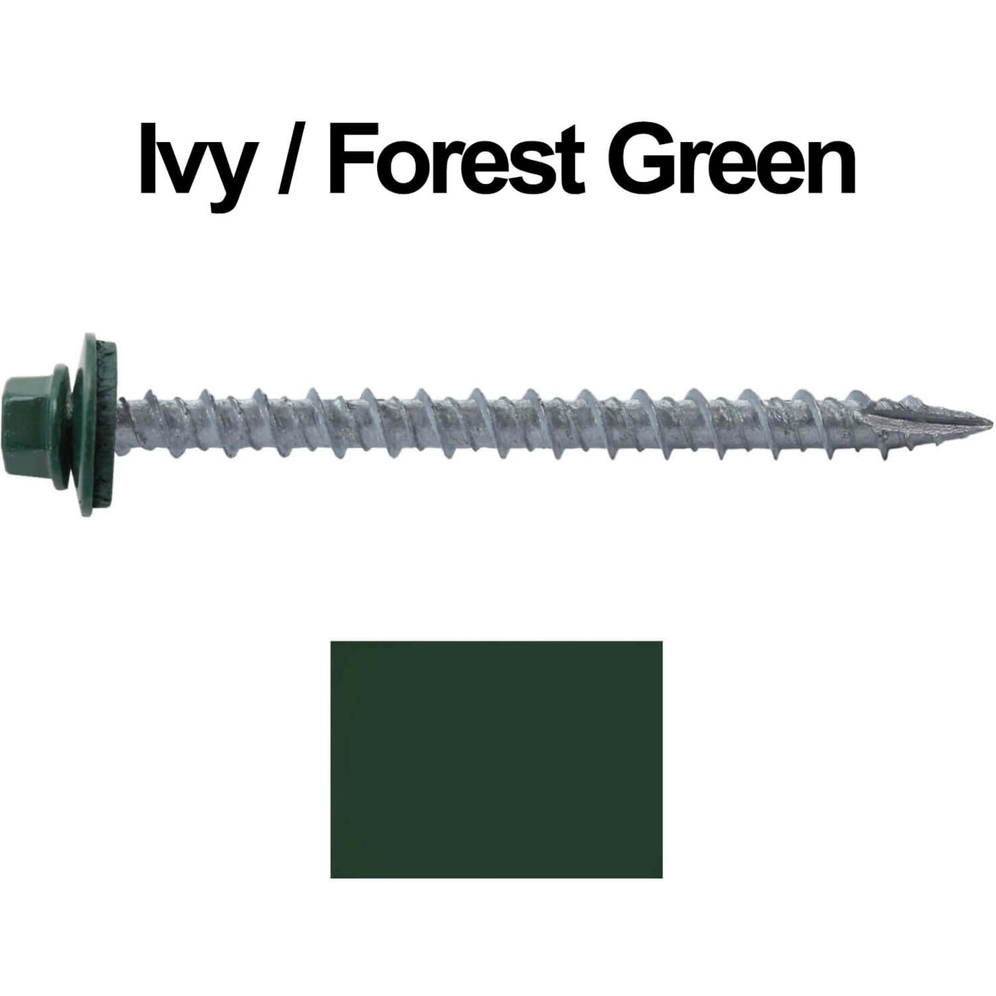 #10 x 2-1/2" Metal ROOFING SCREWS - Hex Washer Head - Self starting/self tapping - EPDM washer. Colored head.