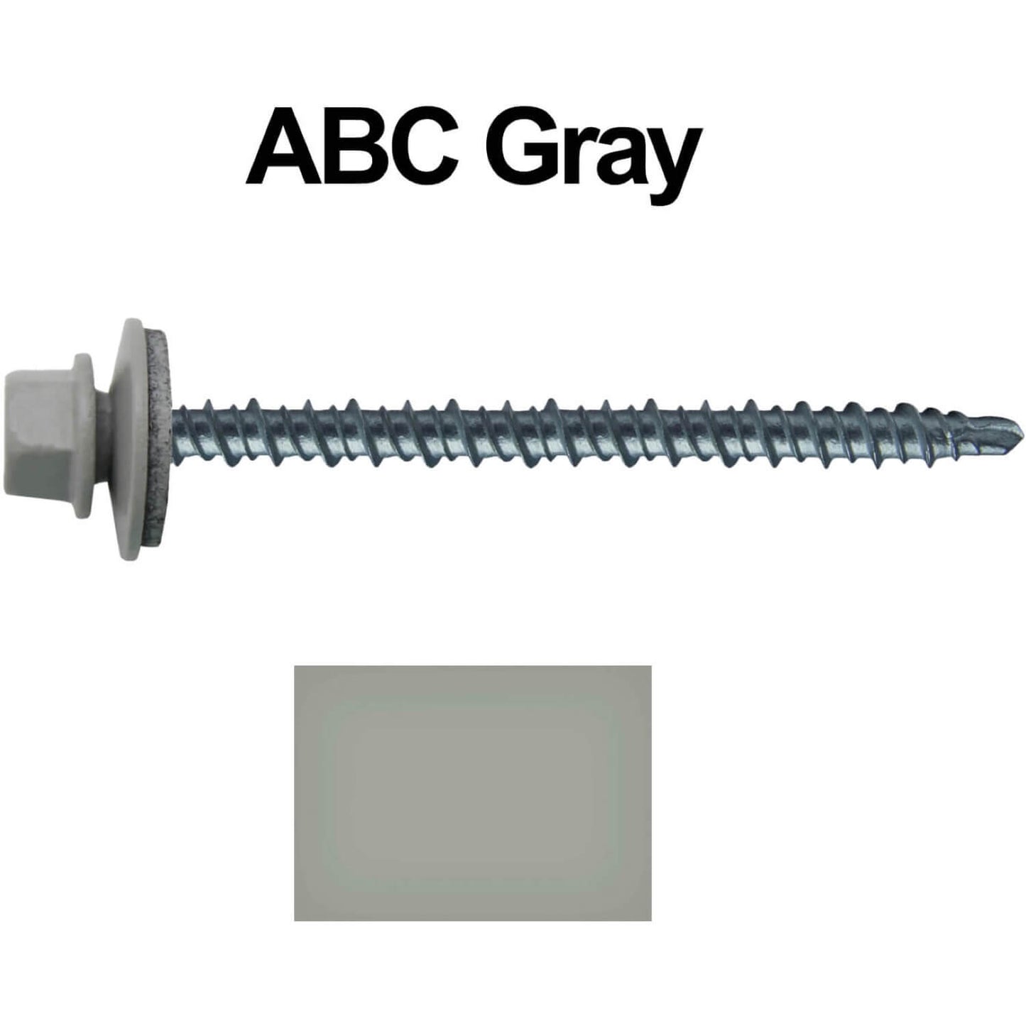 #10 x 3" Mini Driller Sheet Metal Roofing Screw - Hex Washer Head - Self starting metal to wood siding screws. EPDM washer. Colored head.