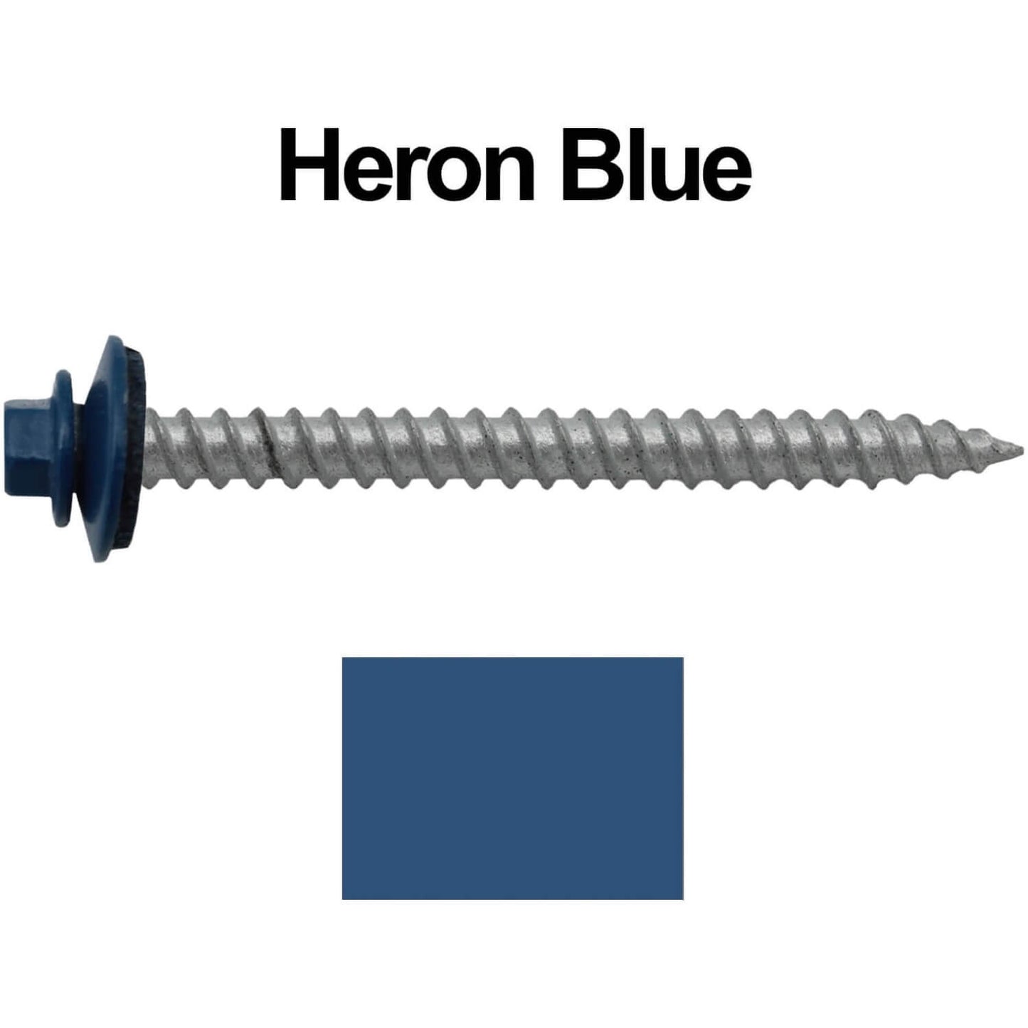 12 x 2-1/2" Metal ROOFING SCREWS - Hex Washer Head - Self starting/self tapping - EPDM washer. Colored head.