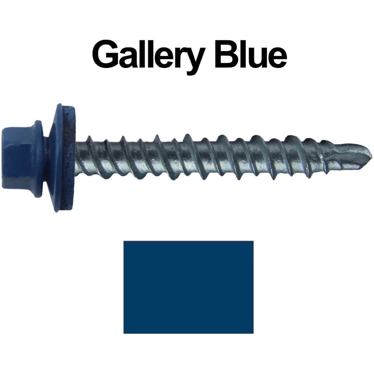 #10 x 1" Mini Driller Sheet Metal Roofing Screw - Hex Washer Head - Self starting metal to wood siding screws. EPDM washer. Colored head.