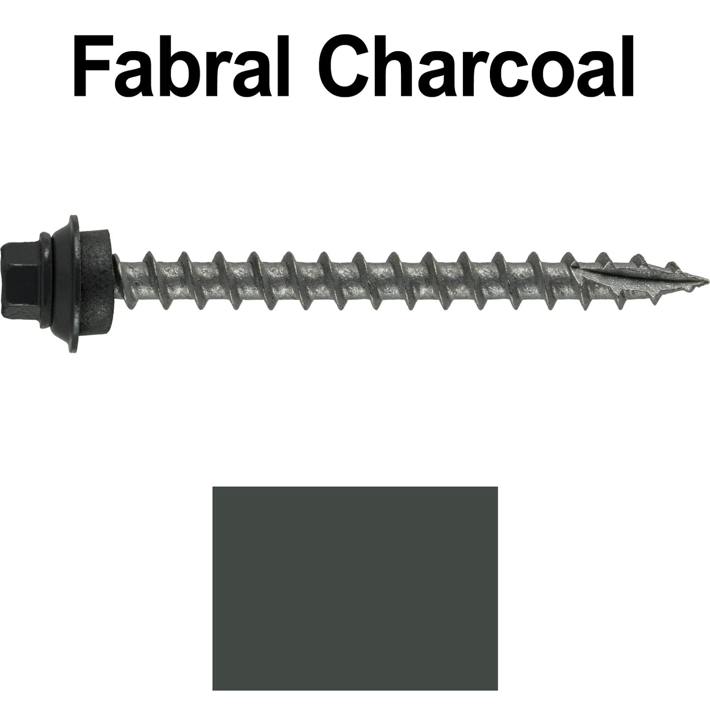 12 X 2-1/2" Metal Roofing Screws For OSB and Plywood - Galvanized Metal to Wood Type 17 Tip - 1/4" Hex Head - Assembled EPDM Washer