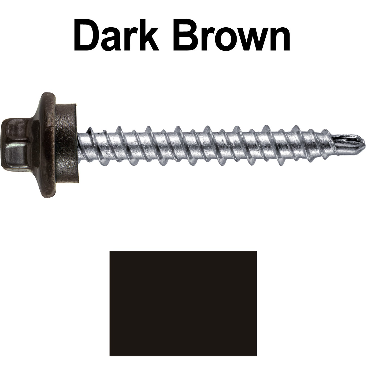 #10 x 1-1/2" Stainless Steel Mini Driller Sheet Metal Roofing Screw - Hex Washer Cap - Self starting metal to wood siding screws - EPDM washer. Colored head.