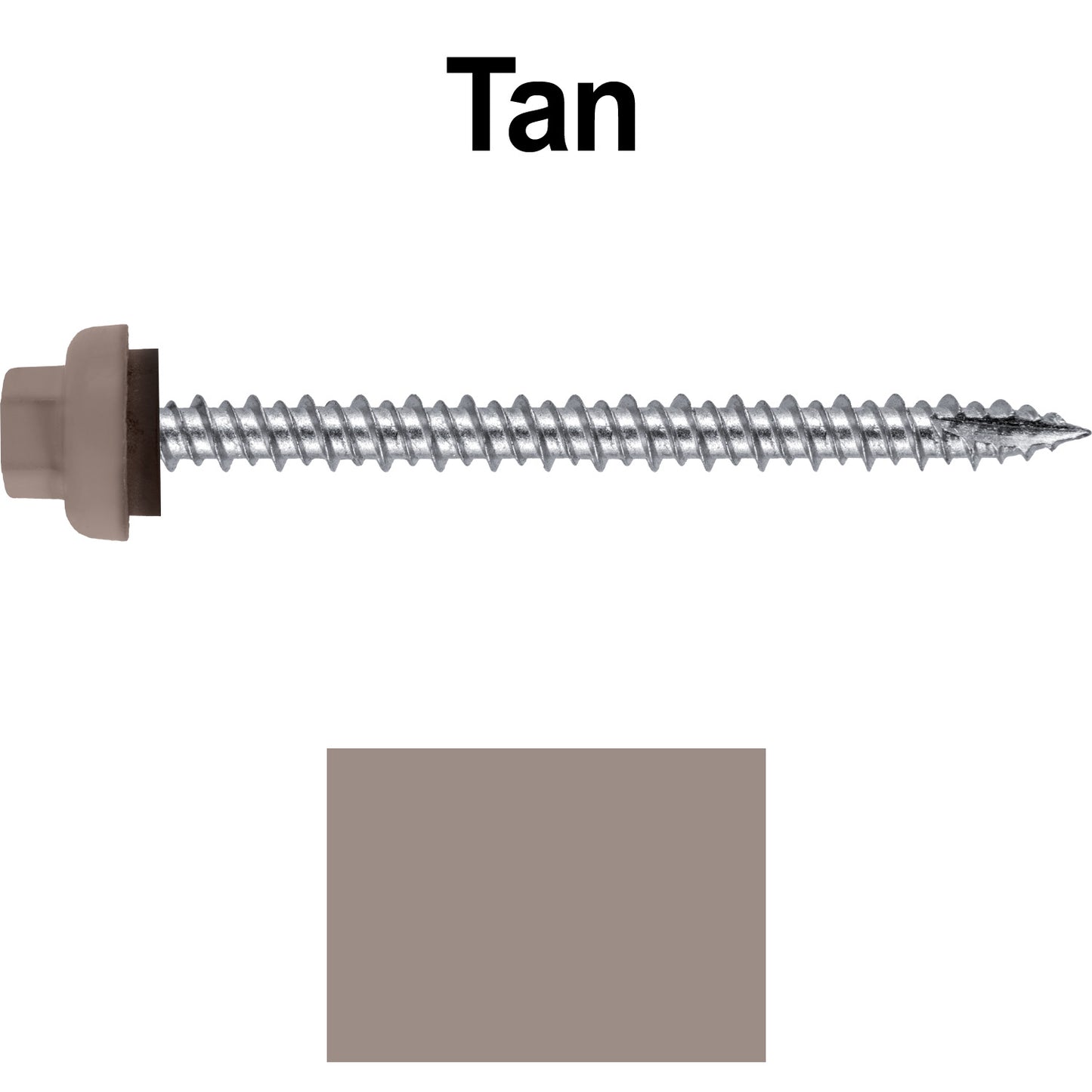 10 X 2-1/2" HI-LO Zinc Aluminum Cap Metal Roofing Screws - Hex Washer Head - Self starting/self tapping - EPDM washer. Colored head.