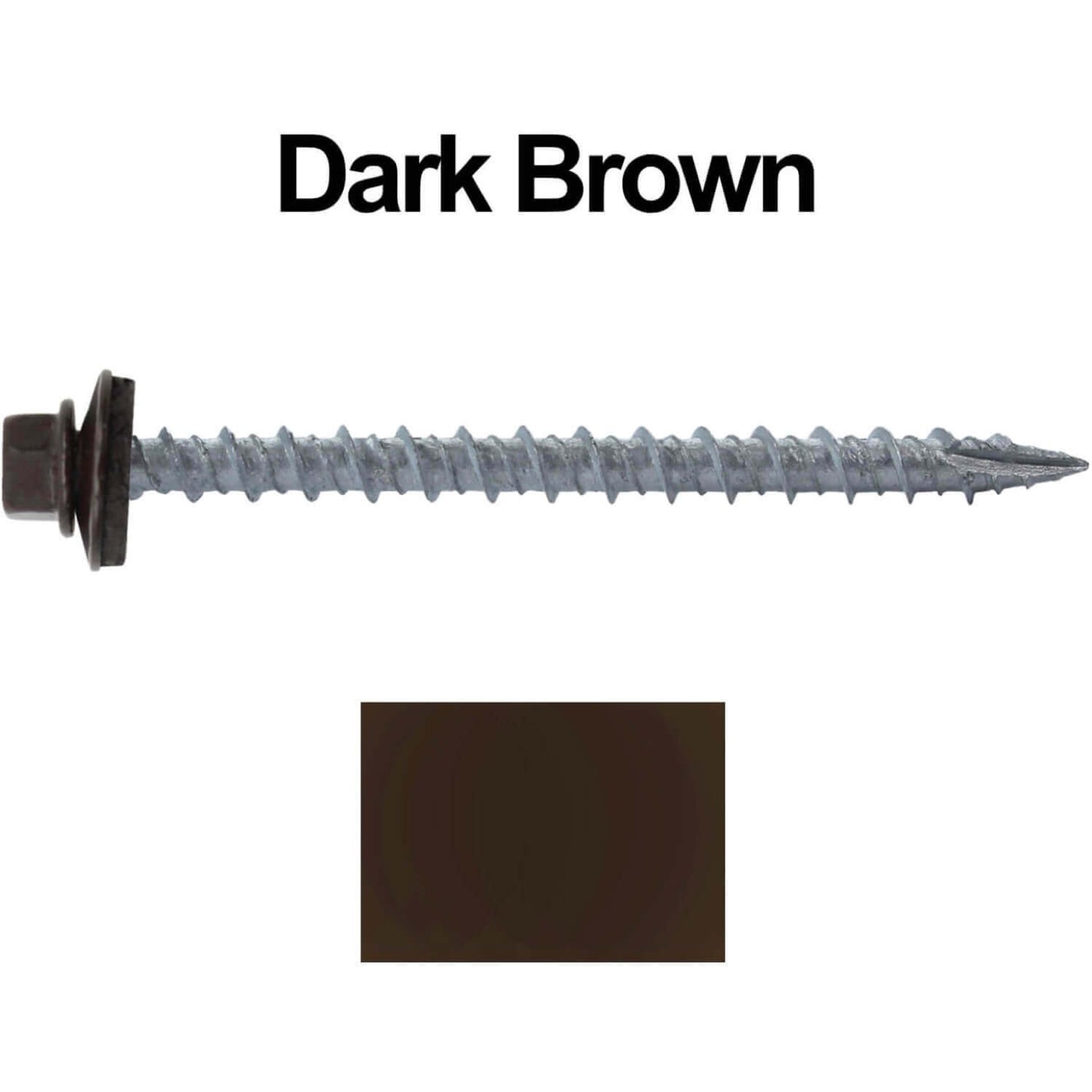 #10 x 2-1/2" Metal ROOFING SCREWS - Hex Washer Head - Self starting/self tapping - EPDM washer. Colored head.