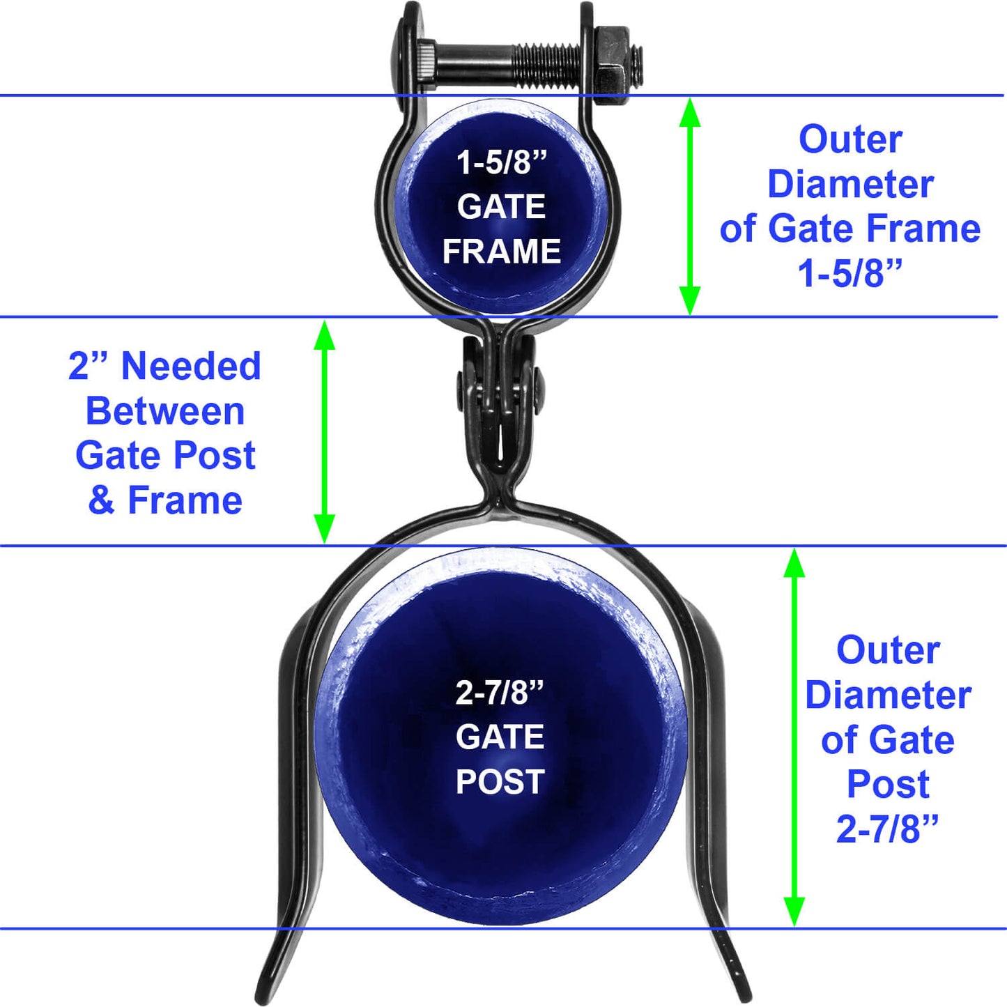 Black Heavy Duty Residential Chain Link Fork Latch - Powder Coated to Resist Rust and Corrosion.