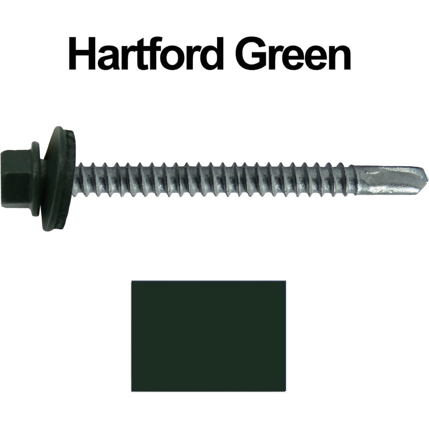 #12 X 3" Metal to Metal Type #3 Roofing Screws - Hex Washer Head - Self starting/self tapping - 5/8" EPDM washer. Colored head.