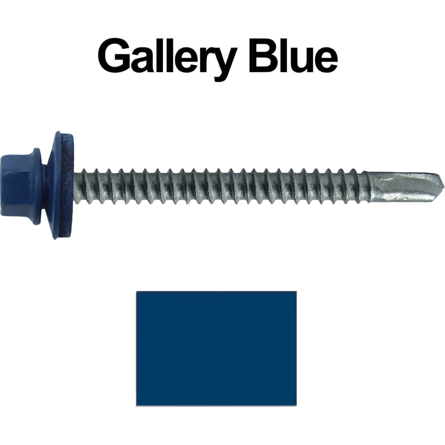 #12 X 3" Metal to Metal Type #3 Roofing Screws - Hex Washer Head - Self starting/self tapping - 5/8" EPDM washer. Colored head.