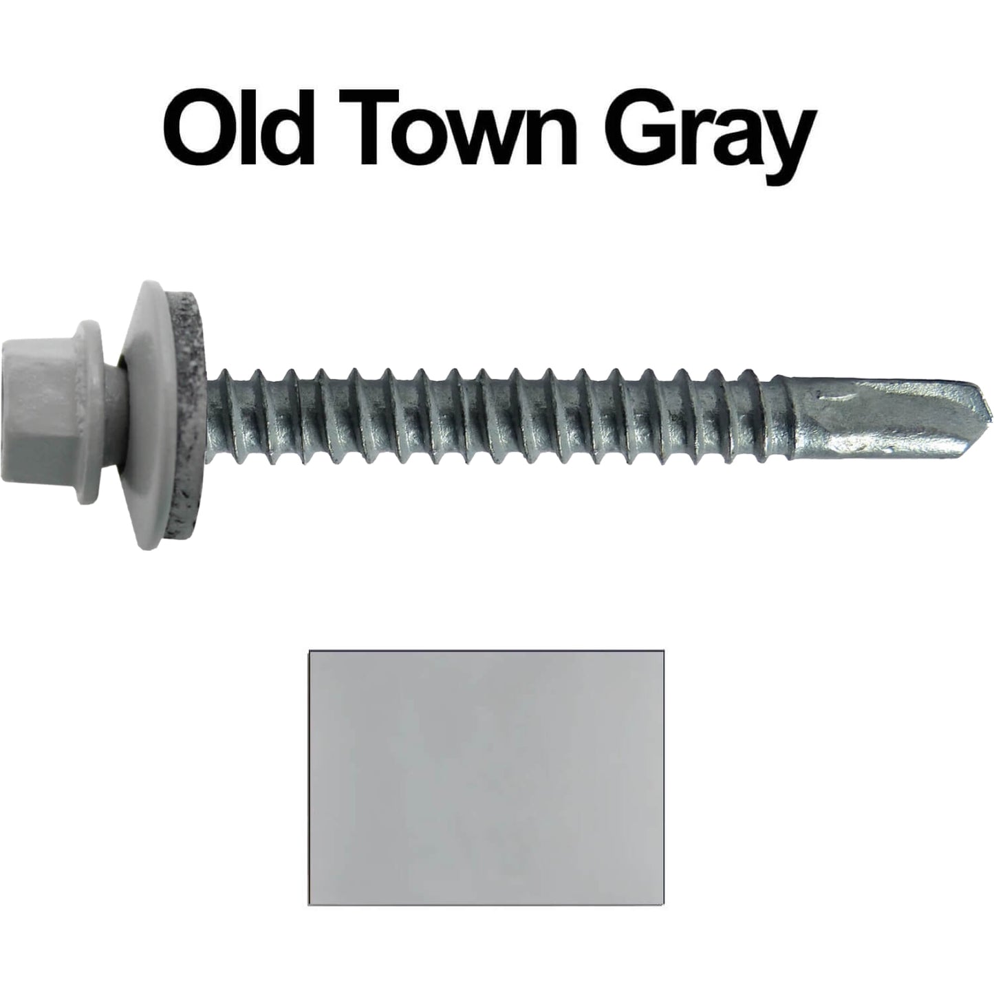 #12 x 2-1/2" Metal to Metal Type #3 Metal Roofing Screws - Hex Head Drill Point - 9/16" EPDM Washer. Colored head.