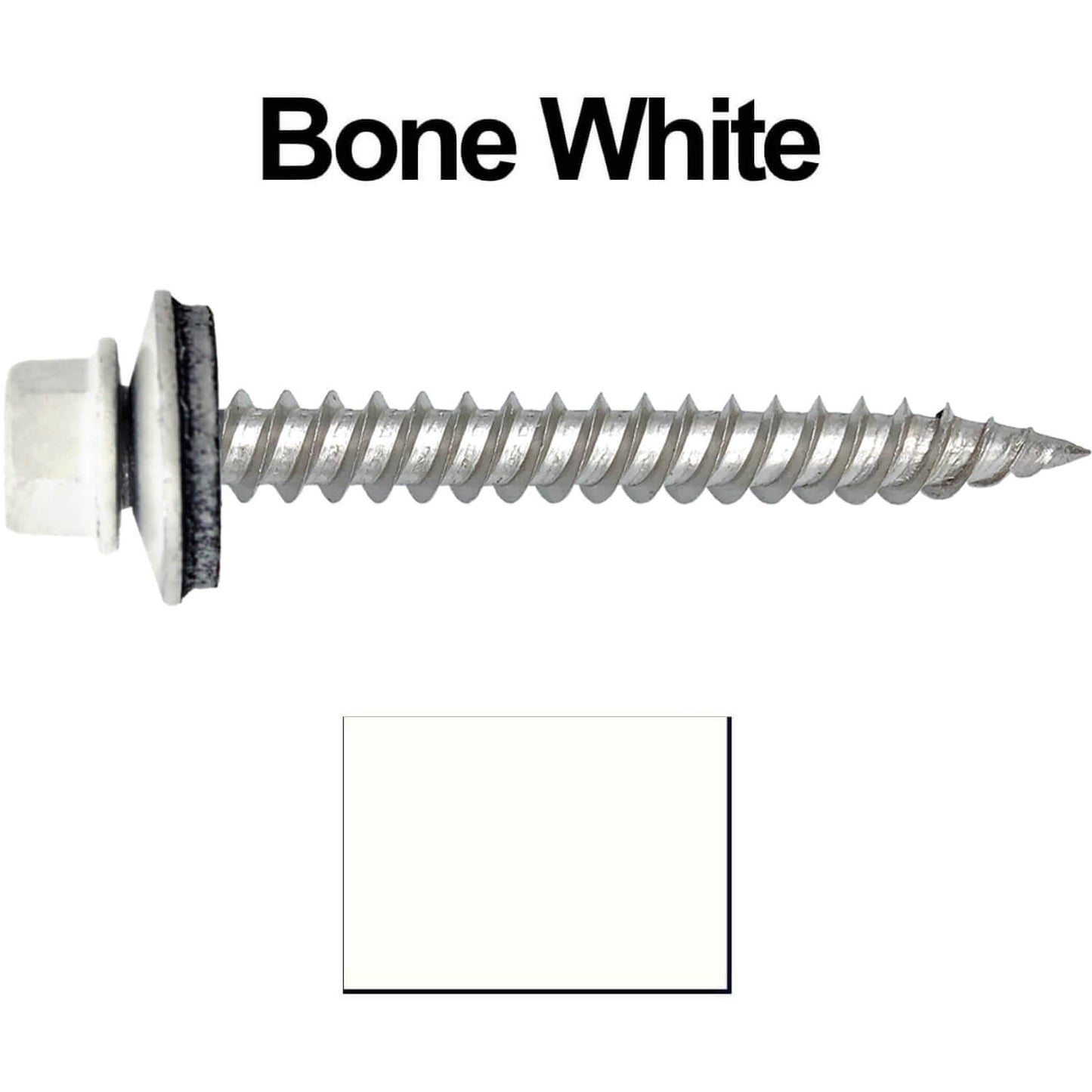 12 x 2" Stainless Steel Metal Roofing Screw - Hex ReGrip Washer Head - Self starting/self tapping - EPDM washer. Colored head.