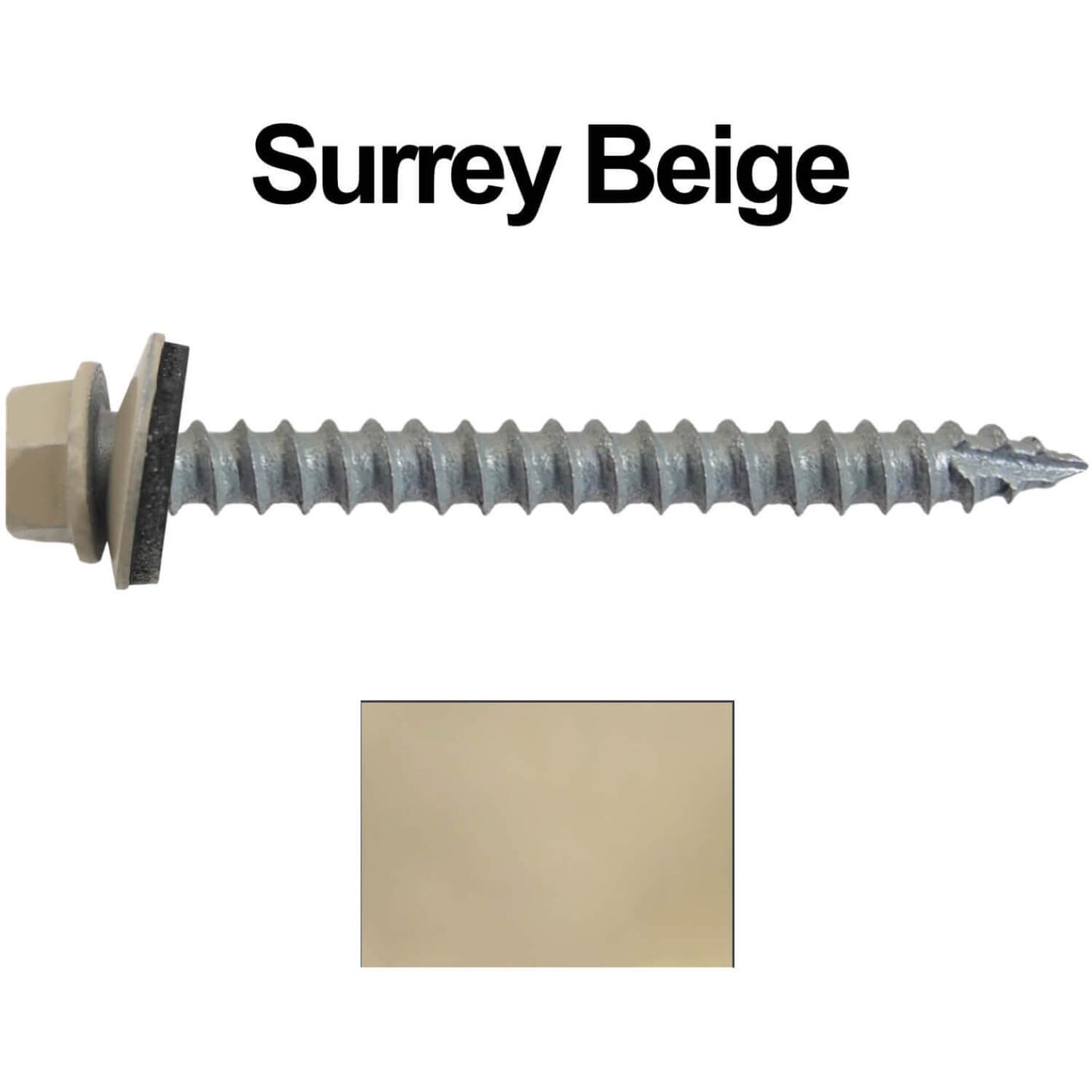 #14 x 2-1/2" Metal ROOFING SCREWS - Hex Washer Head - Self starting/self tapping - EPDM washer. Colored head.