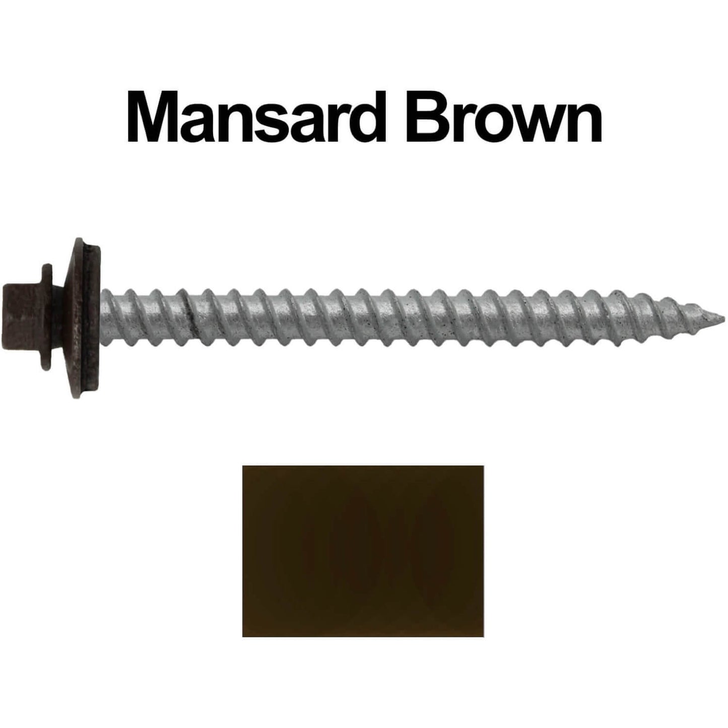 12 x 2-1/2" Metal ROOFING SCREWS - Hex Washer Head - Self starting/self tapping - EPDM washer. Colored head.