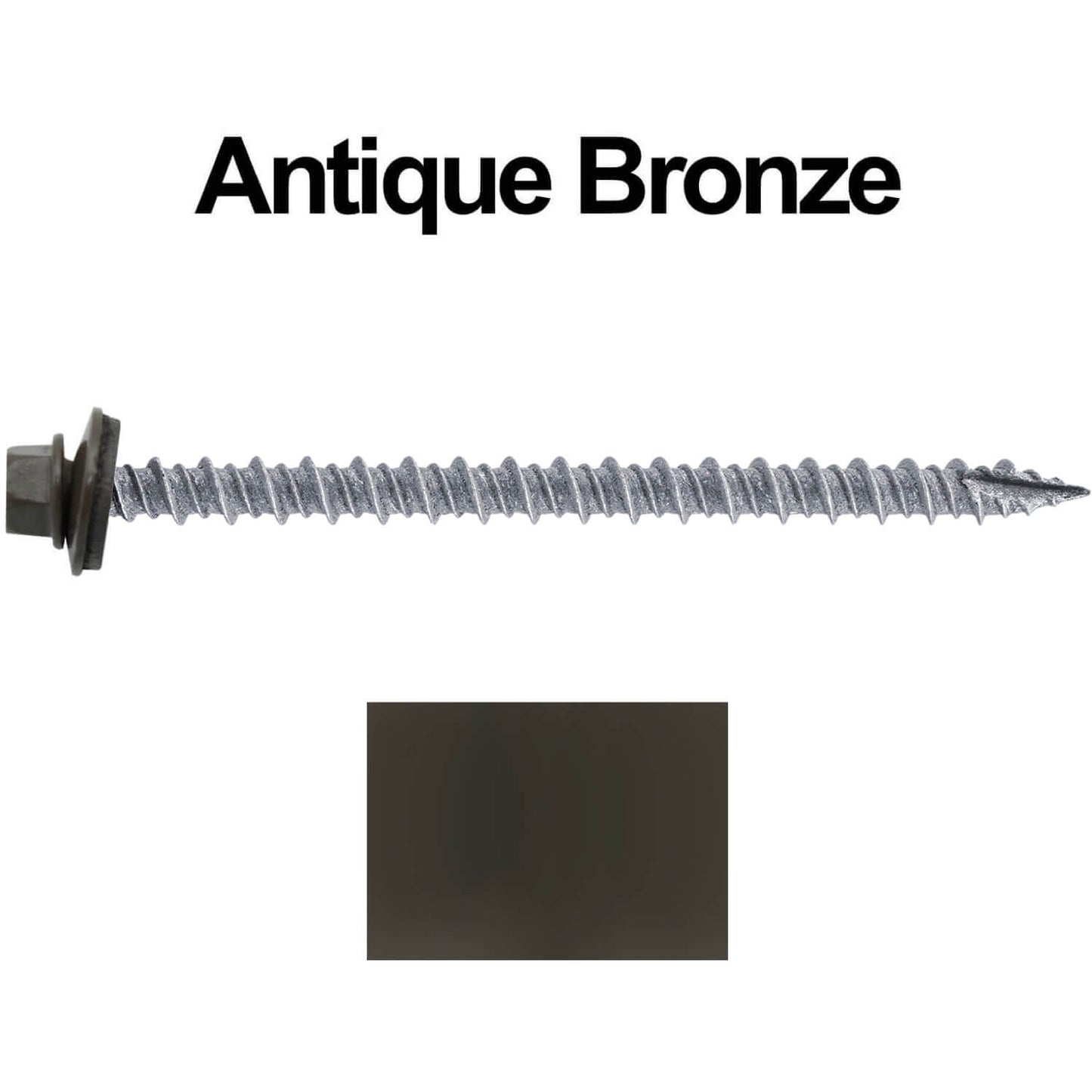 #10 x 3" Metal ROOFING SCREWS - Hex Washer Head - Self starting/self tapping - EPDM washer. Colored head.