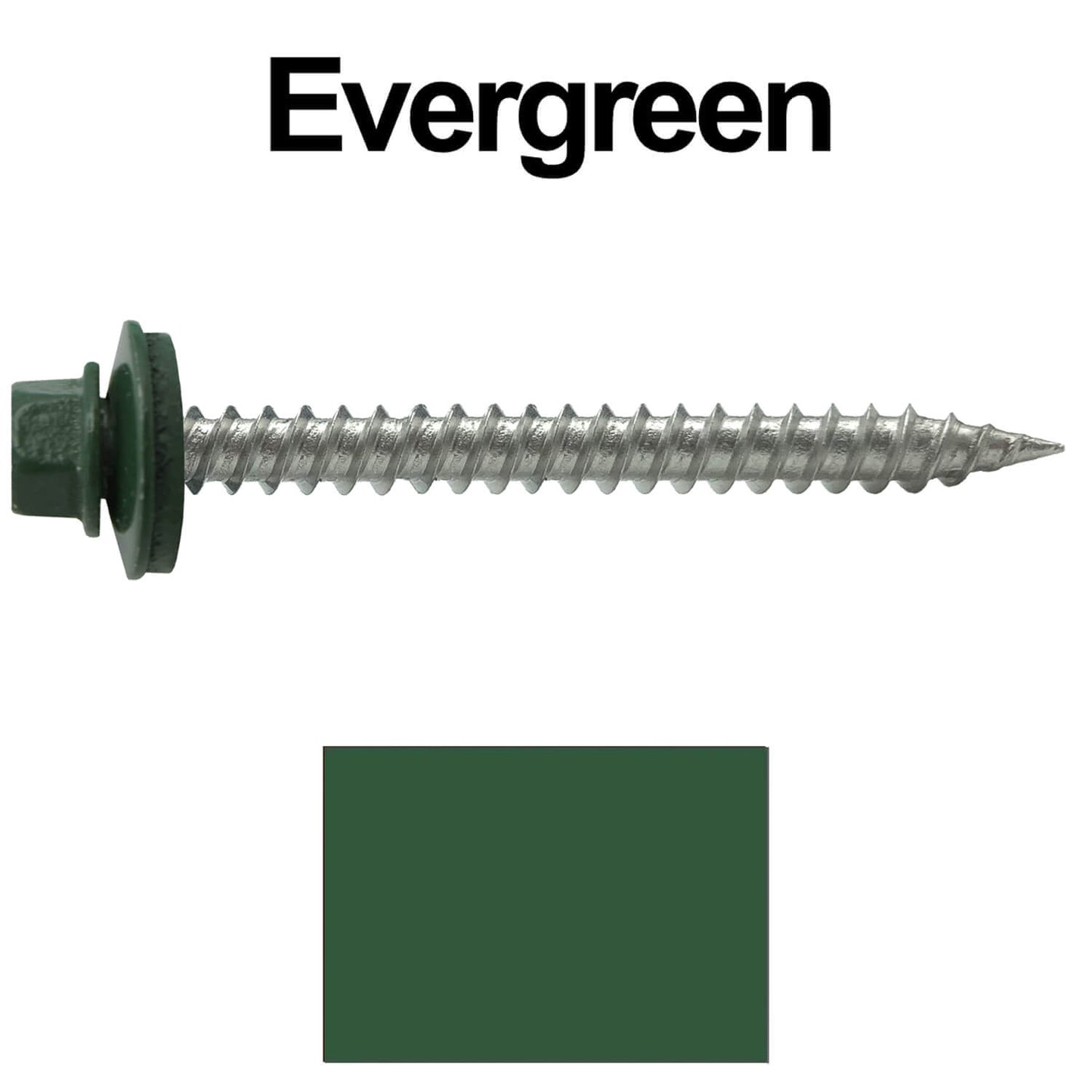 #9 x 2" Stainless Steel Metal Roofing Screws - Hex Washer Head - Self-Piercing (SP) tip metal to wood. EPDM washer. Colored head.