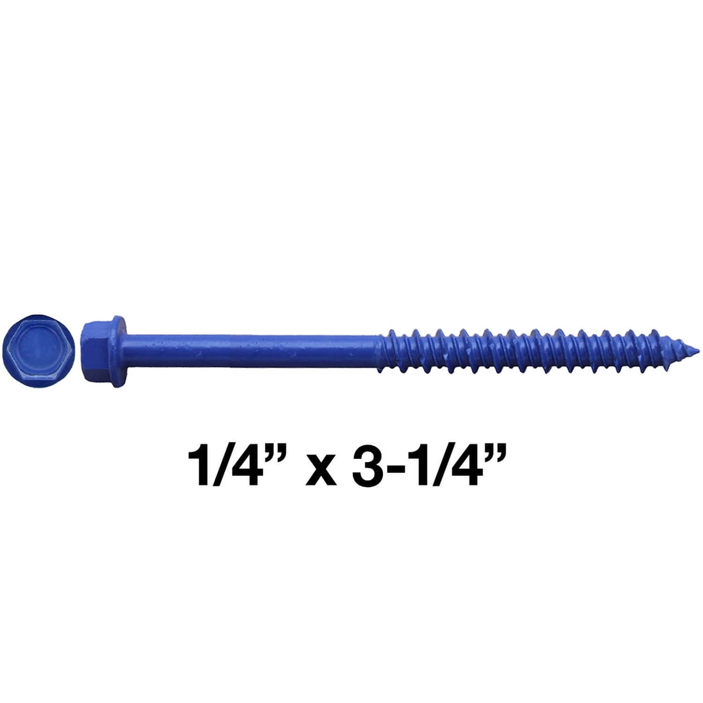 Blue Carbon Steel Hex Head Concrete Anchor Screws. Carbon Steel Hardened - Interior & Exterior Coated Rust and Corrosion Resistant Screws
