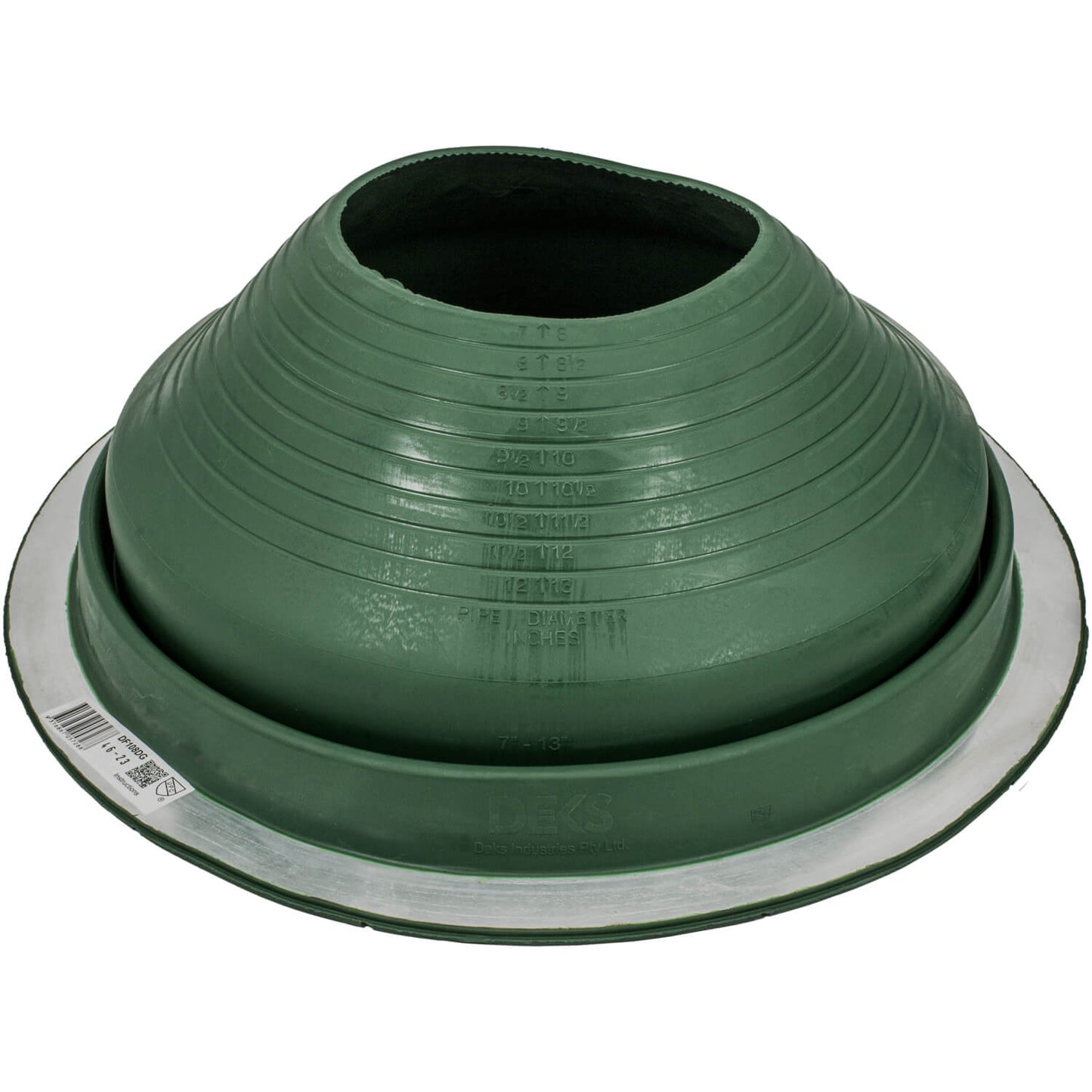 Dektite Round EPDM Pipe Flashings in Multiple Colors and Three Different Sizes. Continuous Service Temperature Ranges of -58F to 239F (EPDM)