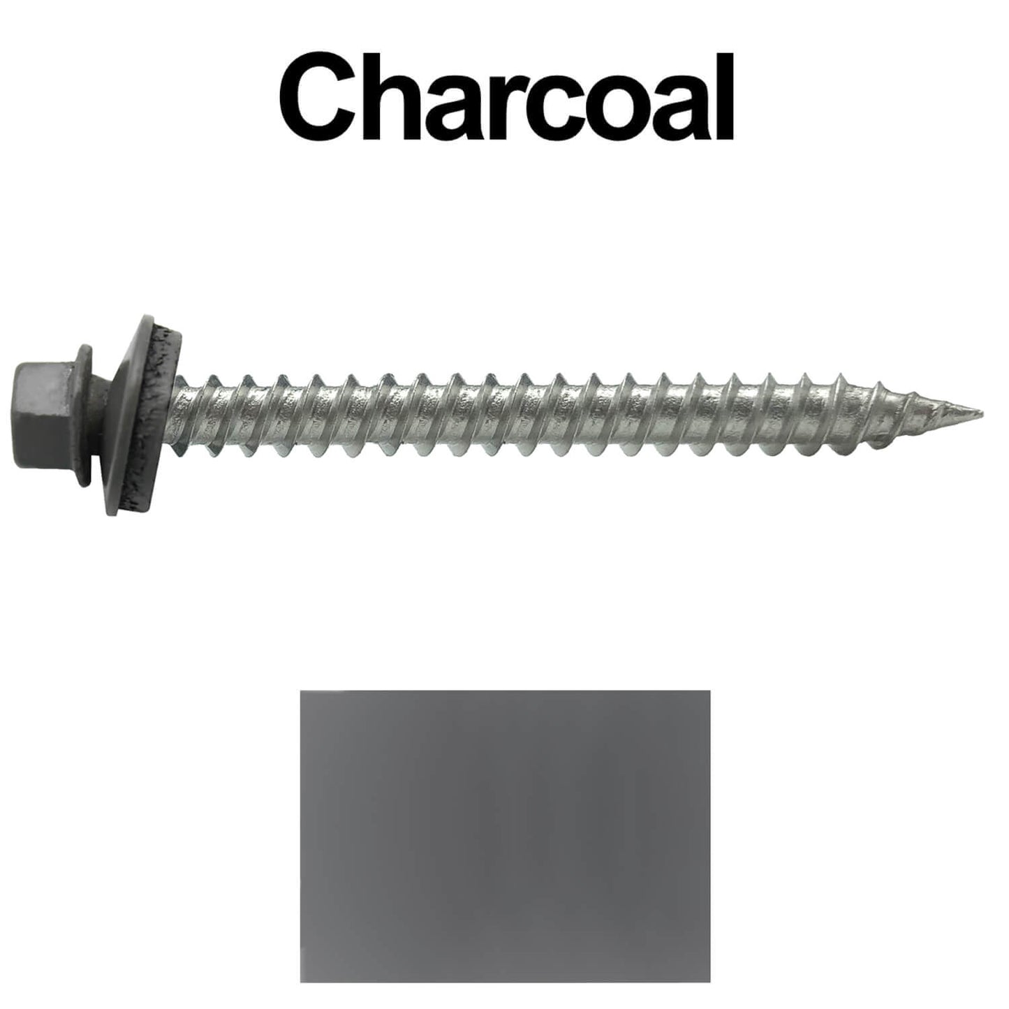 #9 x 2" Stainless Steel Metal Roofing Screws - Hex Washer Head - Self-Piercing (SP) tip metal to wood. EPDM washer. Colored head.