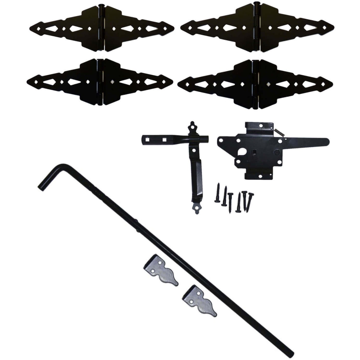 Jake Sales Gate Hardware Kits - Single/Double Gates, Dual Latch, Black Coated