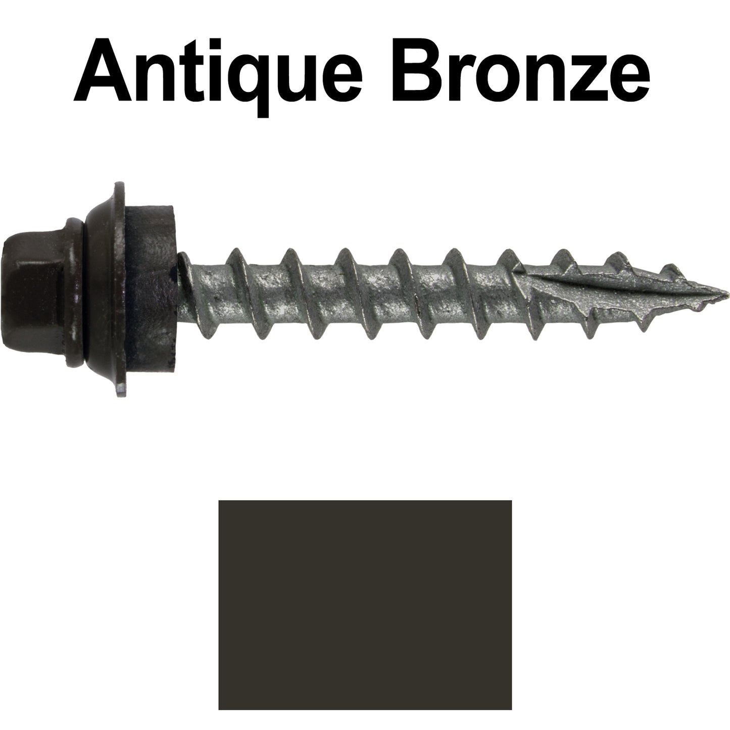 12 X 1-1/2" Metal Roofing Screws For OSB and Plywood - Galvanized Metal to Wood Type 17 Tip - 1/4" Hex Head - Assembled EPDM Washer