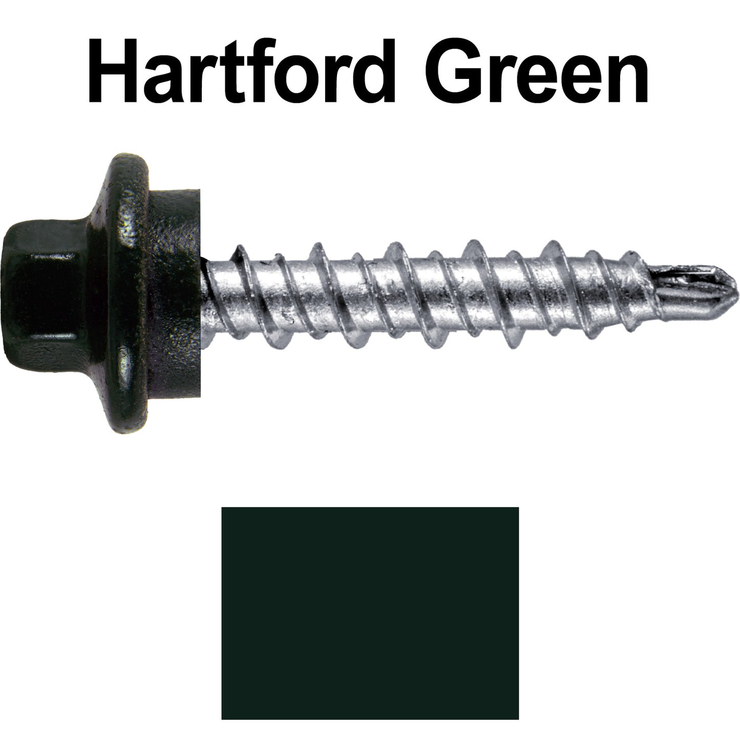 #10 x 1" Stainless Steel Mini Driller Sheet Metal Roofing Screw - Hex Washer Cap - Self starting metal to wood siding screws - EPDM washer. Colored Head.