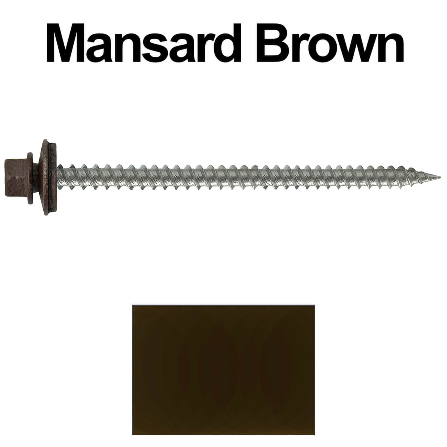 #9 x 3" Stainless Steel Metal Roofing Screws - Hex Washer Head - Self starting/self tapping - EPDM washer. Colored head.