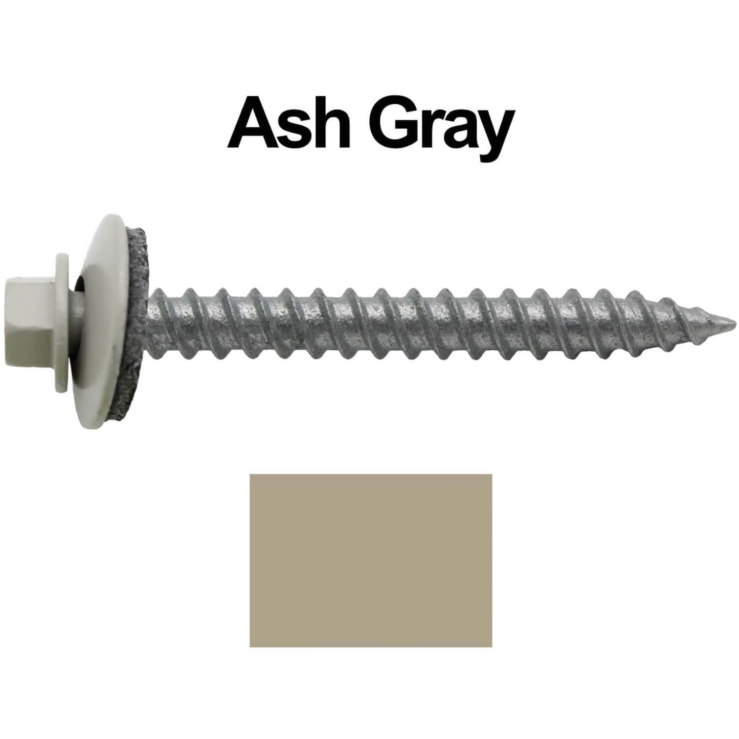 #12 x 2" RE-GRIP METAL ROOFING SCREWS - Hex Washer Head - Self starting/self tapping - EPDM washer. Colored head.