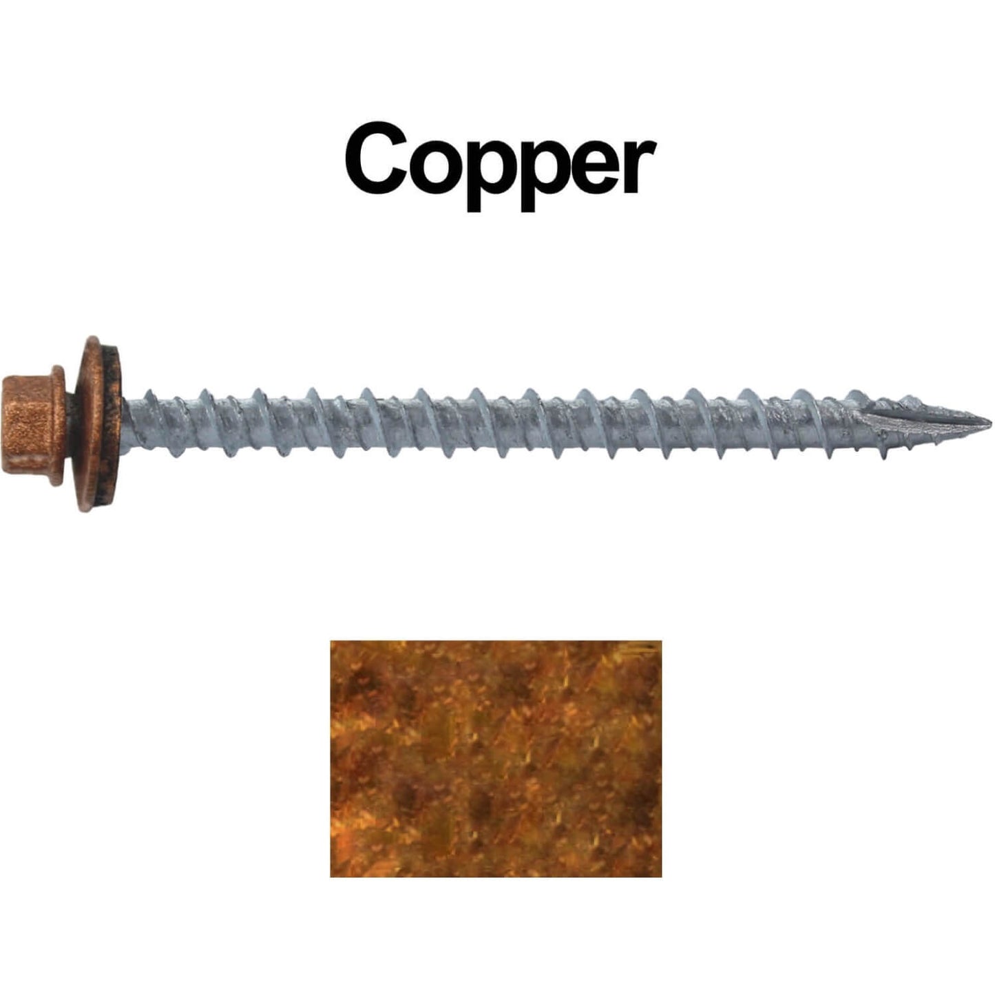 #10 x 2-1/2" Metal ROOFING SCREWS - Hex Washer Head - Self starting/self tapping - EPDM washer. Colored head.