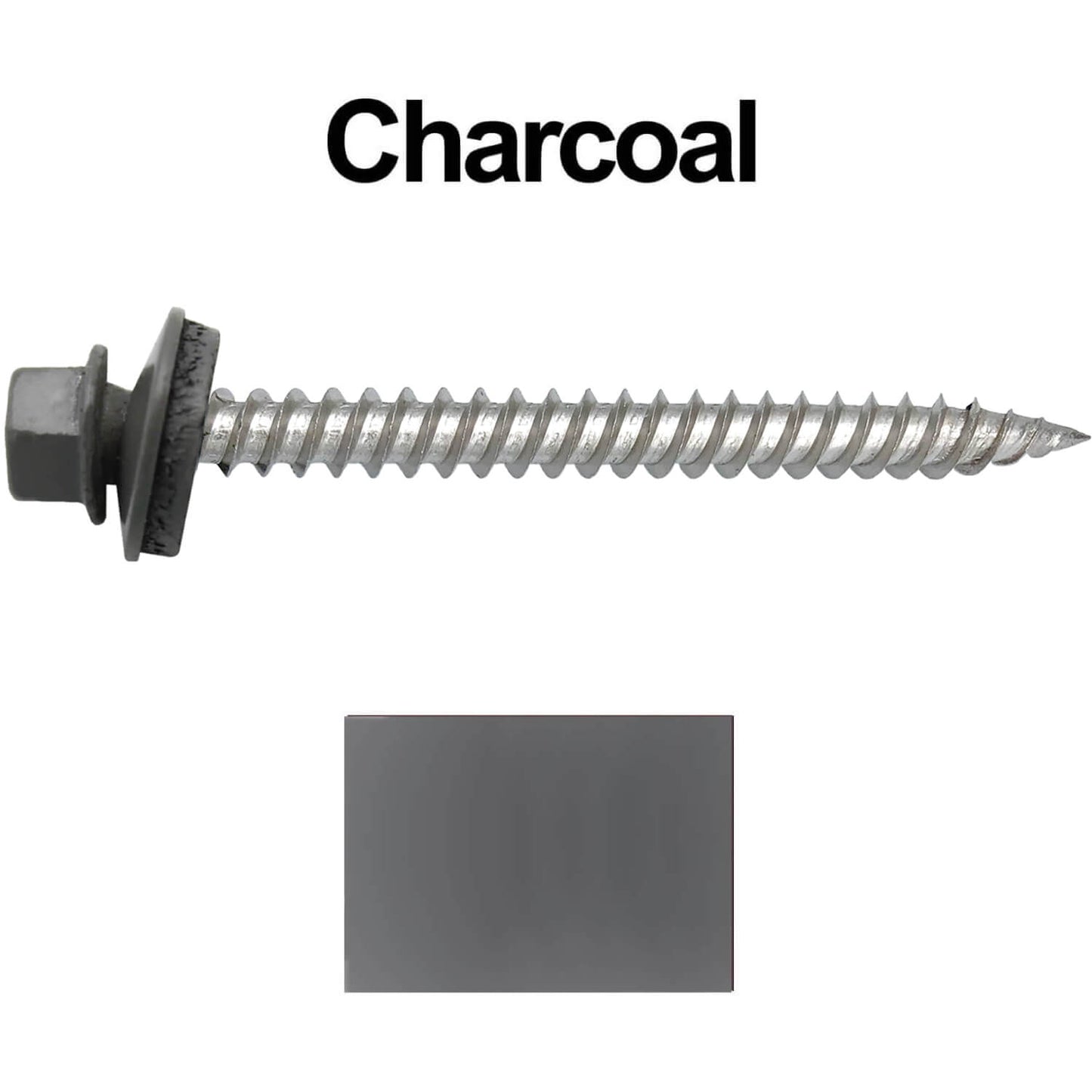12 x 2-1/2" Stainless Steel Metal Roofing Screw - Hex Washer Head - Self starting/self tapping - EPDM washer. Colored head.