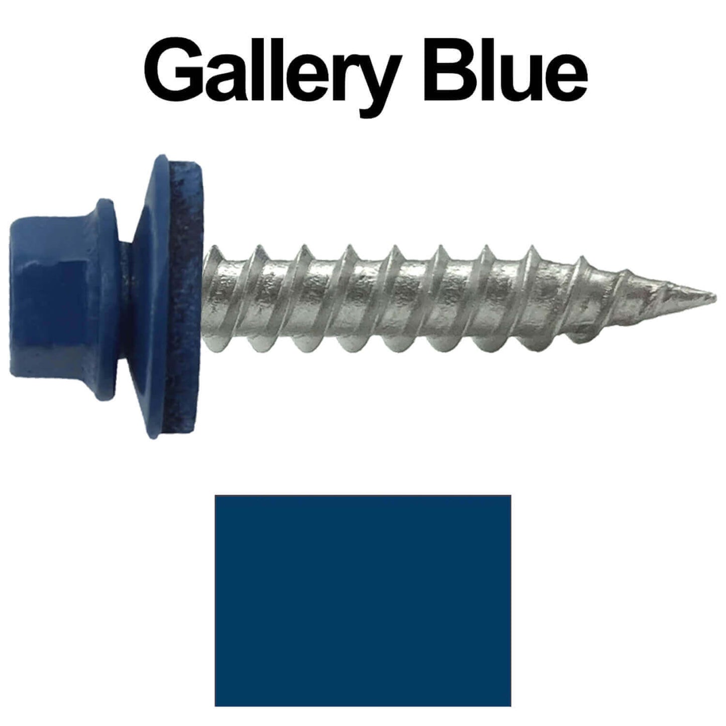 #9 x 1" Stainless Steel Metal Roofing Screws - Hex Washer Head - Self-Piercing (SP) tip metal to wood siding screws. EPDM washer. Colored head.