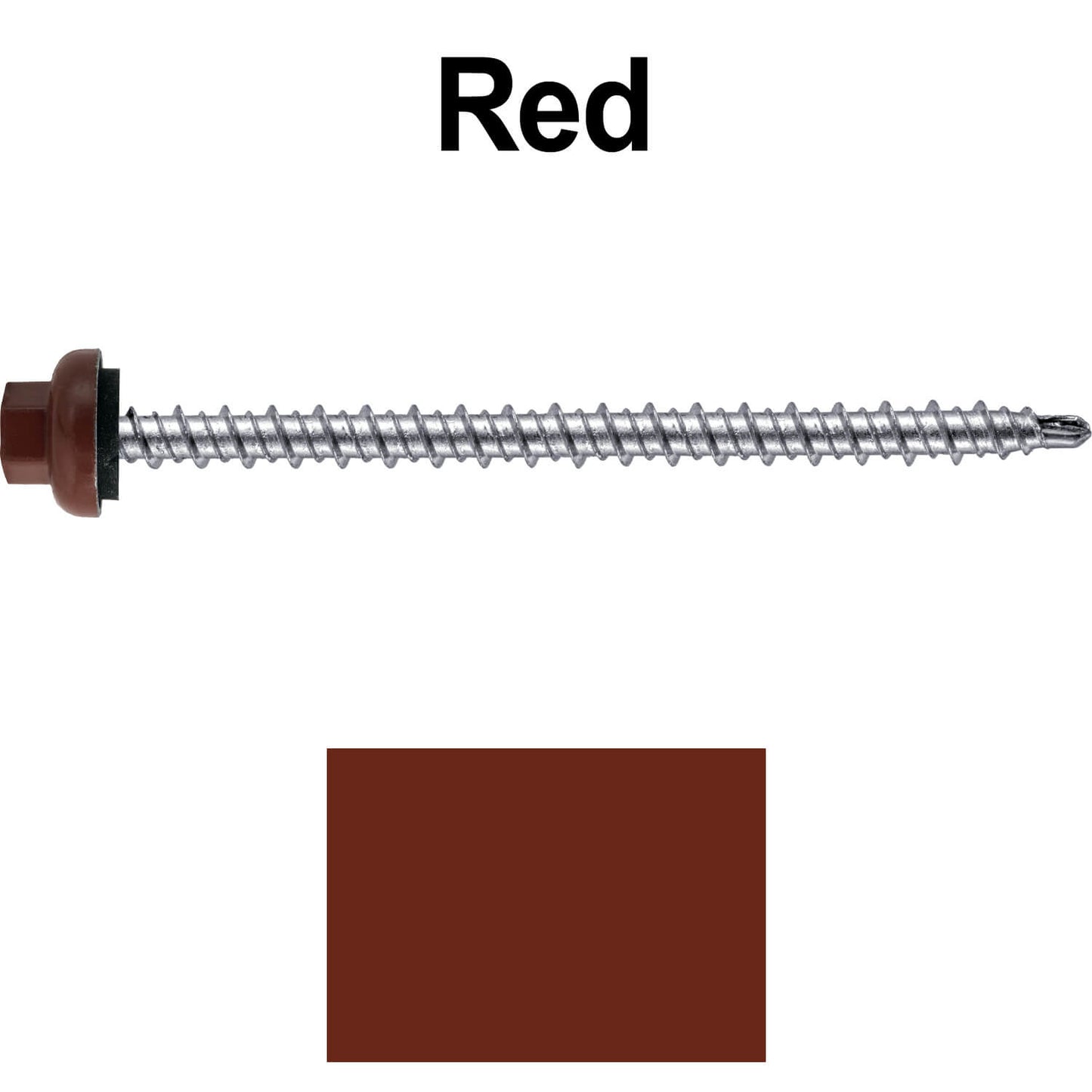 10 X 3" Zinc Aluminum Cap MINI-DRILLER Roofing Screws HI-LO THREAD Zinc Plated Carbon Steel Shank - EPDM Washer - Colored head