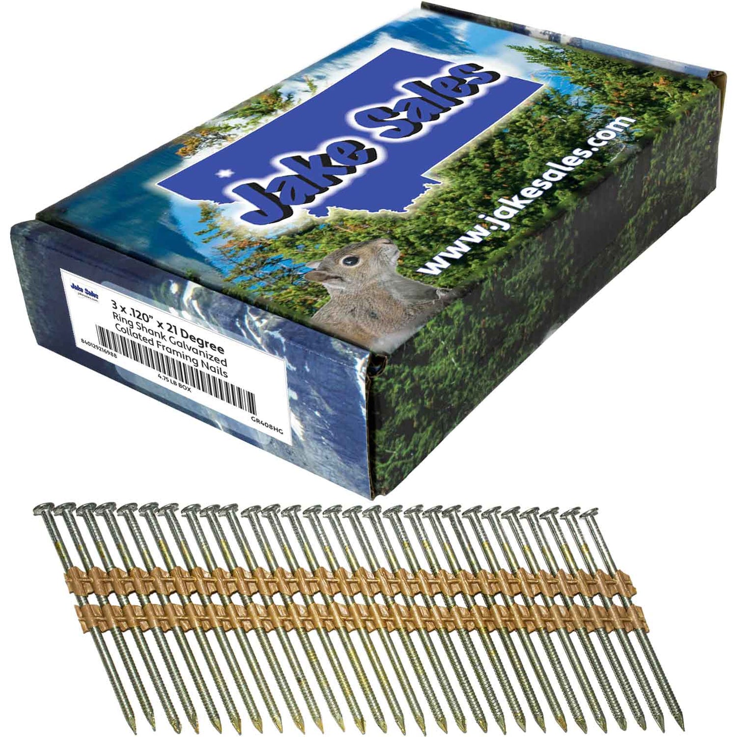 21 Degree Collated Nails - Vinyl coated framing nails in Smooth Shank and Ring Shank Galvanized.