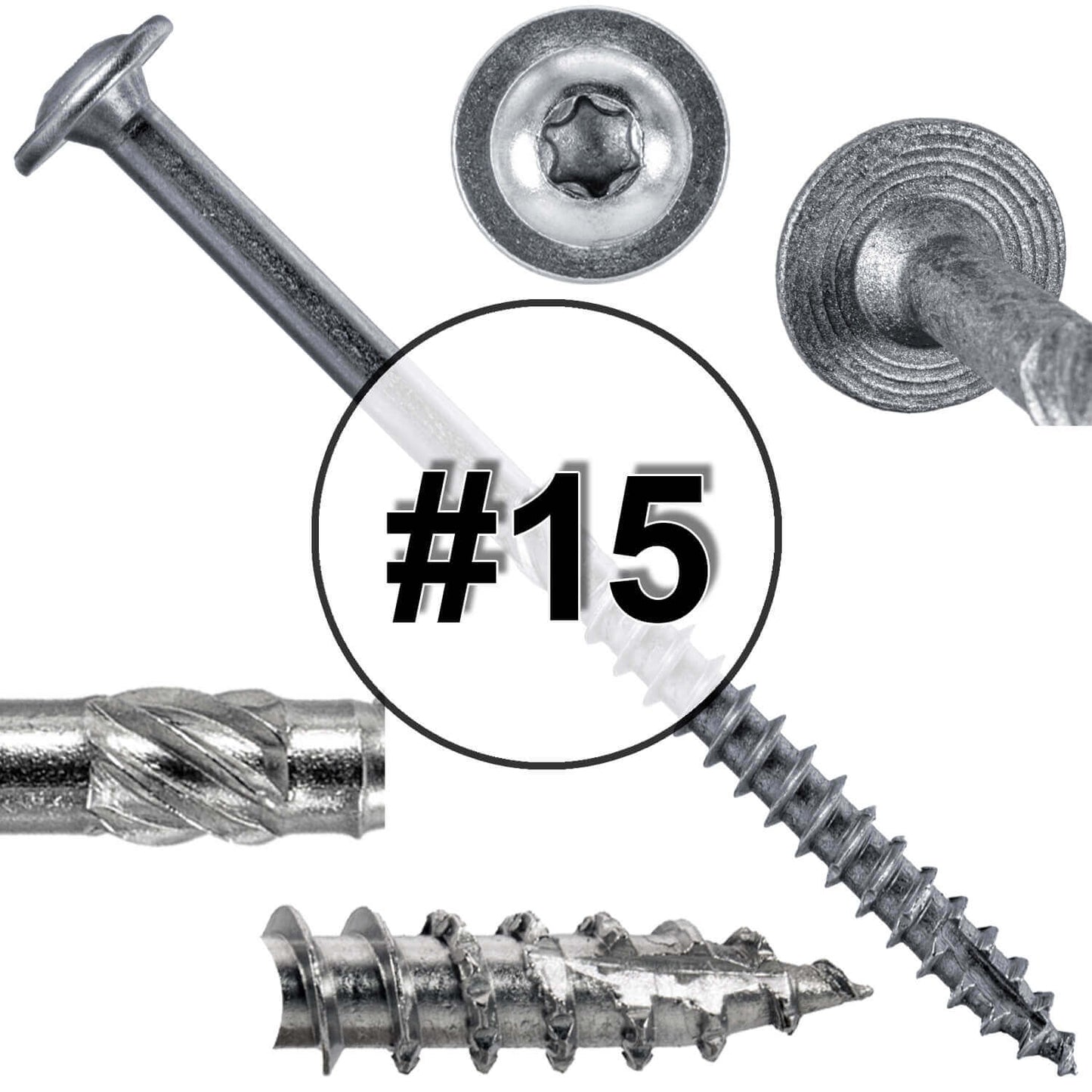 #15 Stainless Steel Construction Lag Screw T-30 Torx/Star Drive Heavy Duty Lag Screw - Modified Truss Washer Head