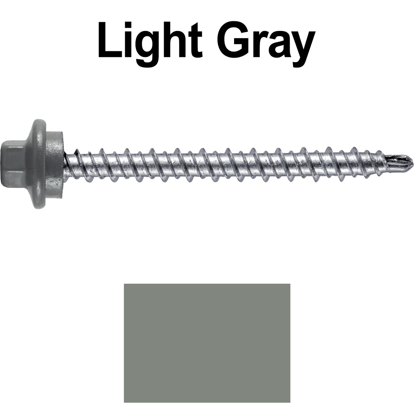 #10 x 2" Stainless Steel Mini Driller Sheet Metal Roofing Screw - Hex Washer Cap - Self starting metal to wood siding screws - EPDM washer. Colored head.