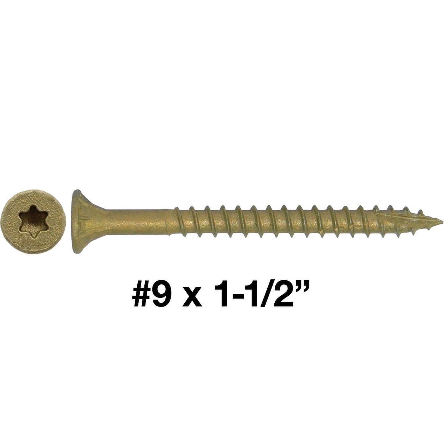 #9 x 1-1/2" - 3-1/8" Bronze Exterior Coated Wood Screw Torx/Star Drive Head - Multipurpose Exterior Coated Torx/Star Drive Wood Screws