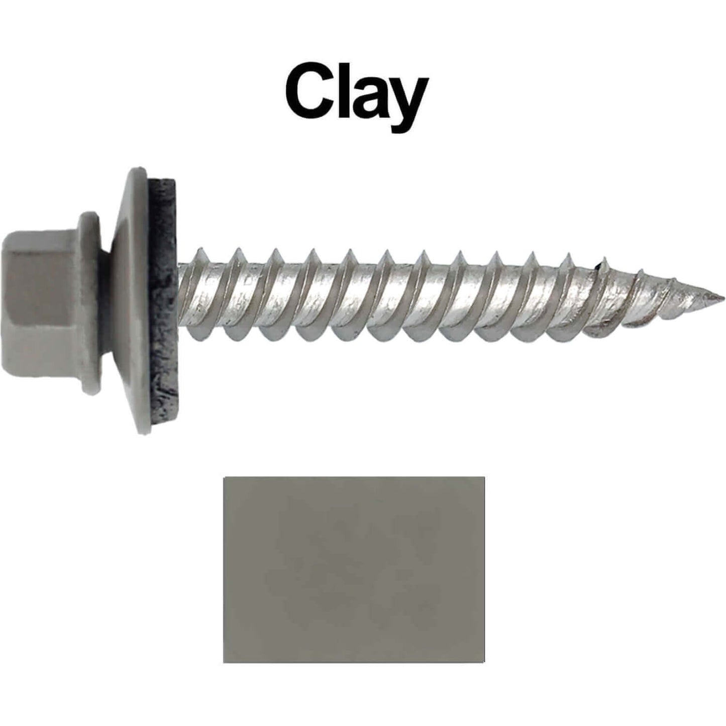 12 x 1-1/2" Stainless Steel Metal Roofing Screw - Hex Washer Head - Self starting/self tapping - EPDM washer. Colored head.