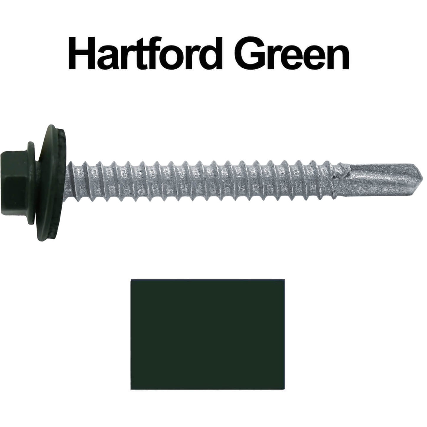 #12 x 2" Metal to Metal Type #3 Metal Roofing Screws - Hex Head Drill Point - 9/16" EPDM Washer.