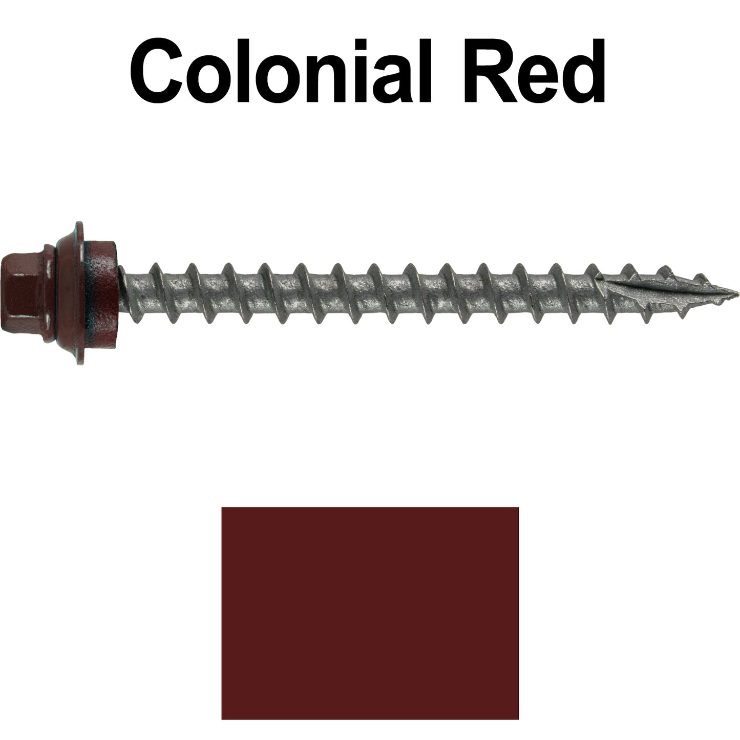 12 X 2-1/2" Metal Roofing Screws For OSB and Plywood - Galvanized Metal to Wood Type 17 Tip - 1/4" Hex Head - Assembled EPDM Washer