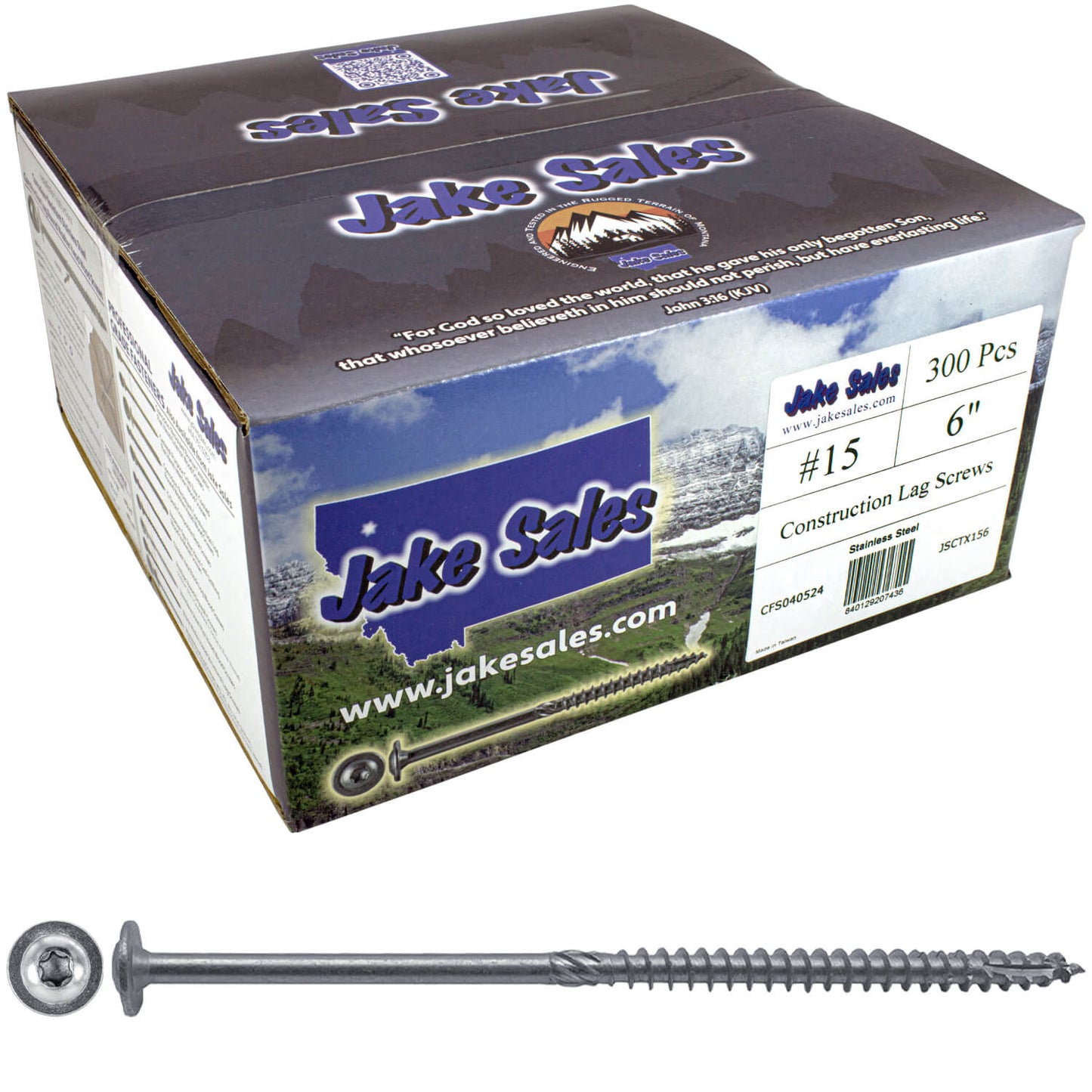 #15 Stainless Steel Construction Lag Screw T-30 Torx/Star Drive Heavy Duty Lag Screw - Modified Truss Washer Head