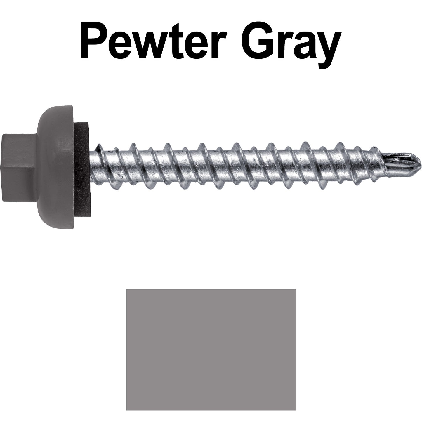 10 X 1-1/2” Zinc Aluminum Cap MINI-DRILLER Roofing Screws HI-LO THREAD Zinc Plated Carbon Steel Shank - EPDM Washer - Colored head