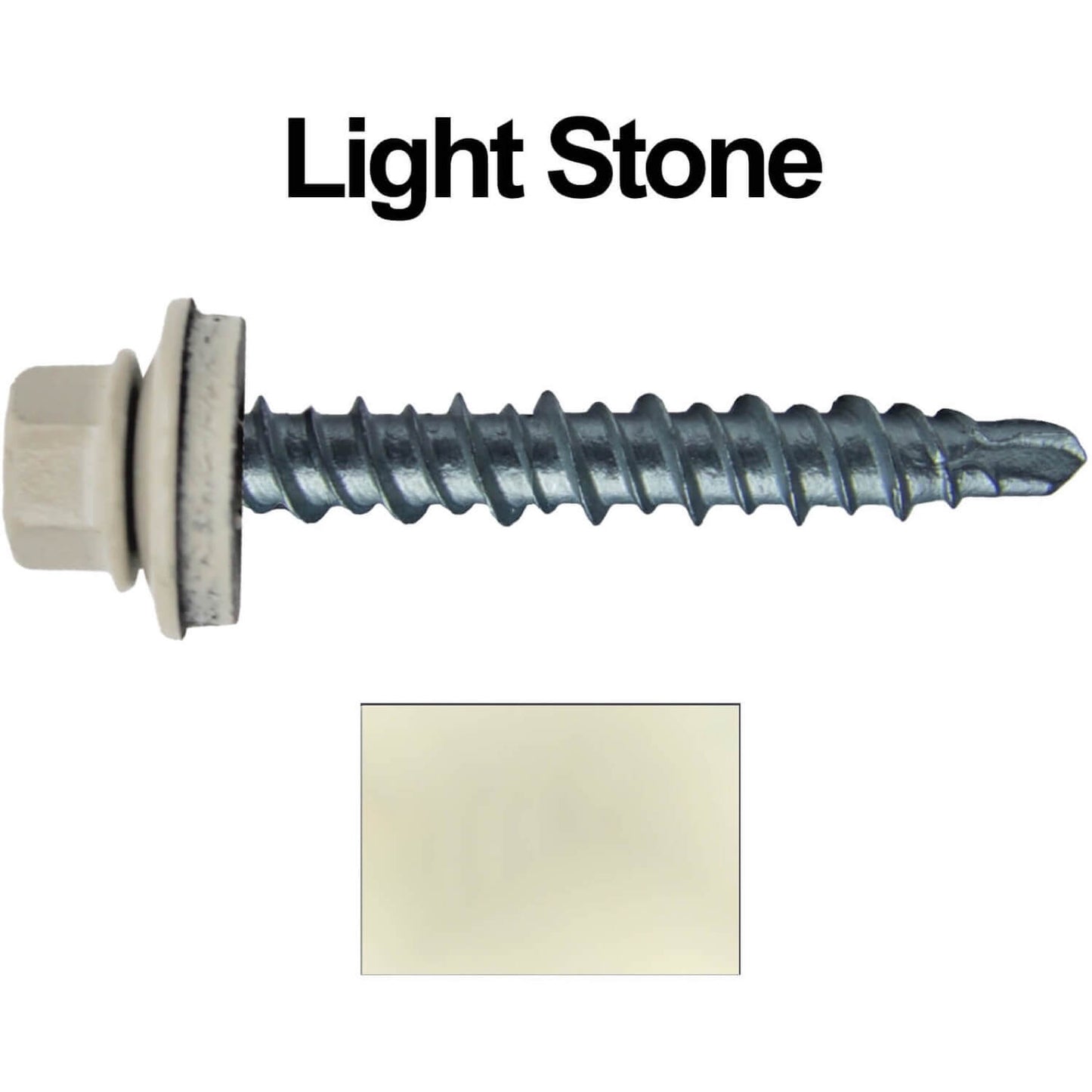 #10 x 1" Mini Driller Sheet Metal Roofing Screw - Hex Washer Head - Self starting metal to wood siding screws. EPDM washer. Colored head.