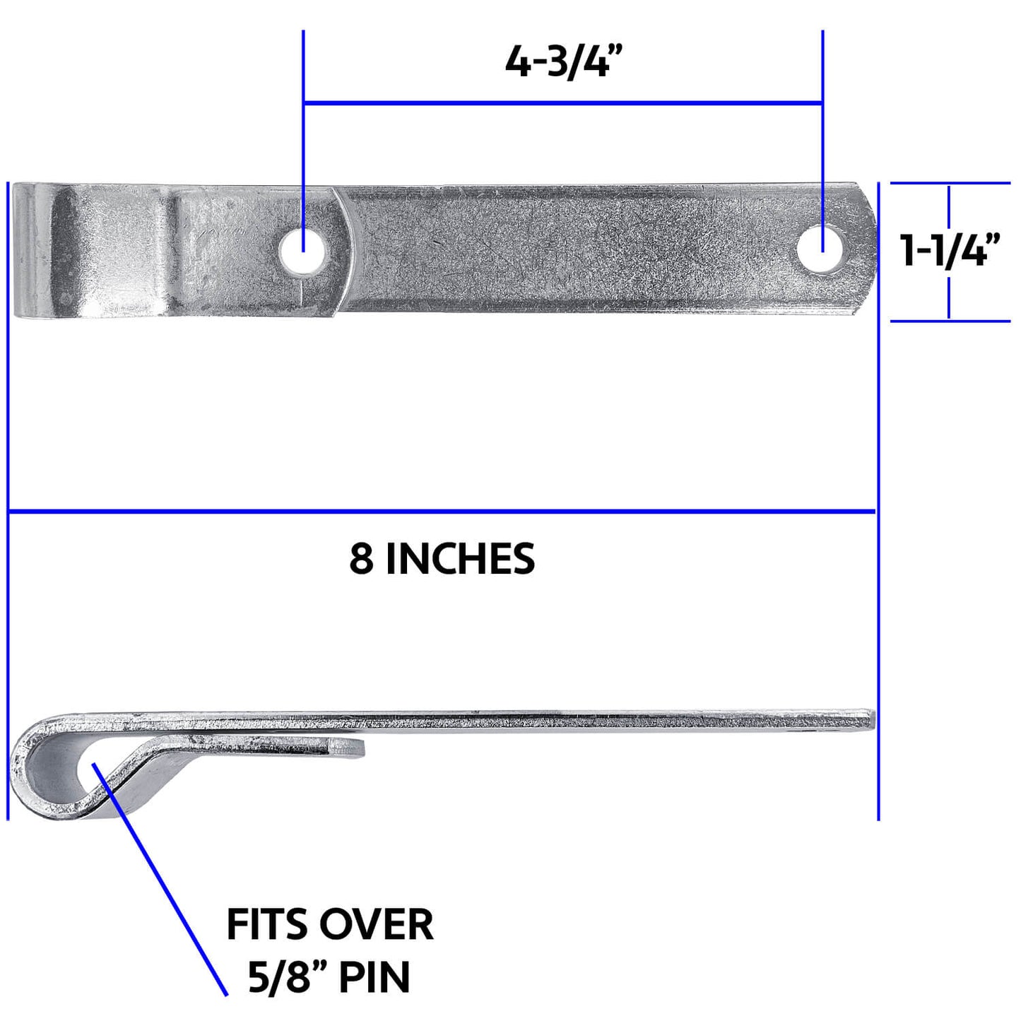 Heavy Duty Wood Gate Strap Hinges - Galvanized Steel with 5/8" Inch Mounting Pin for Lag Screw or J-Bolt Post Hinge