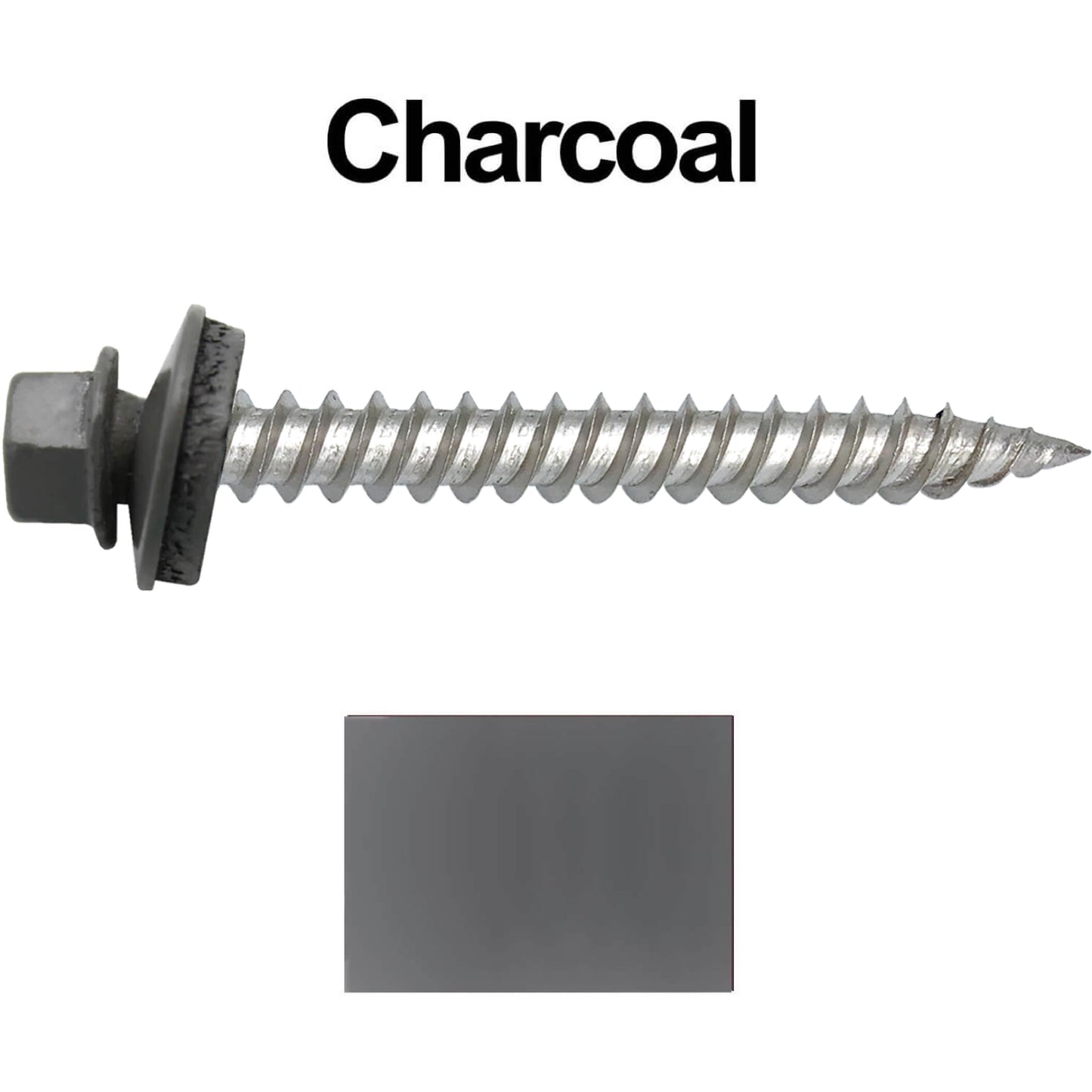 12 x 2" Stainless Steel Metal Roofing Screw - Hex ReGrip Washer Head - Self starting/self tapping - EPDM washer. Colored head.