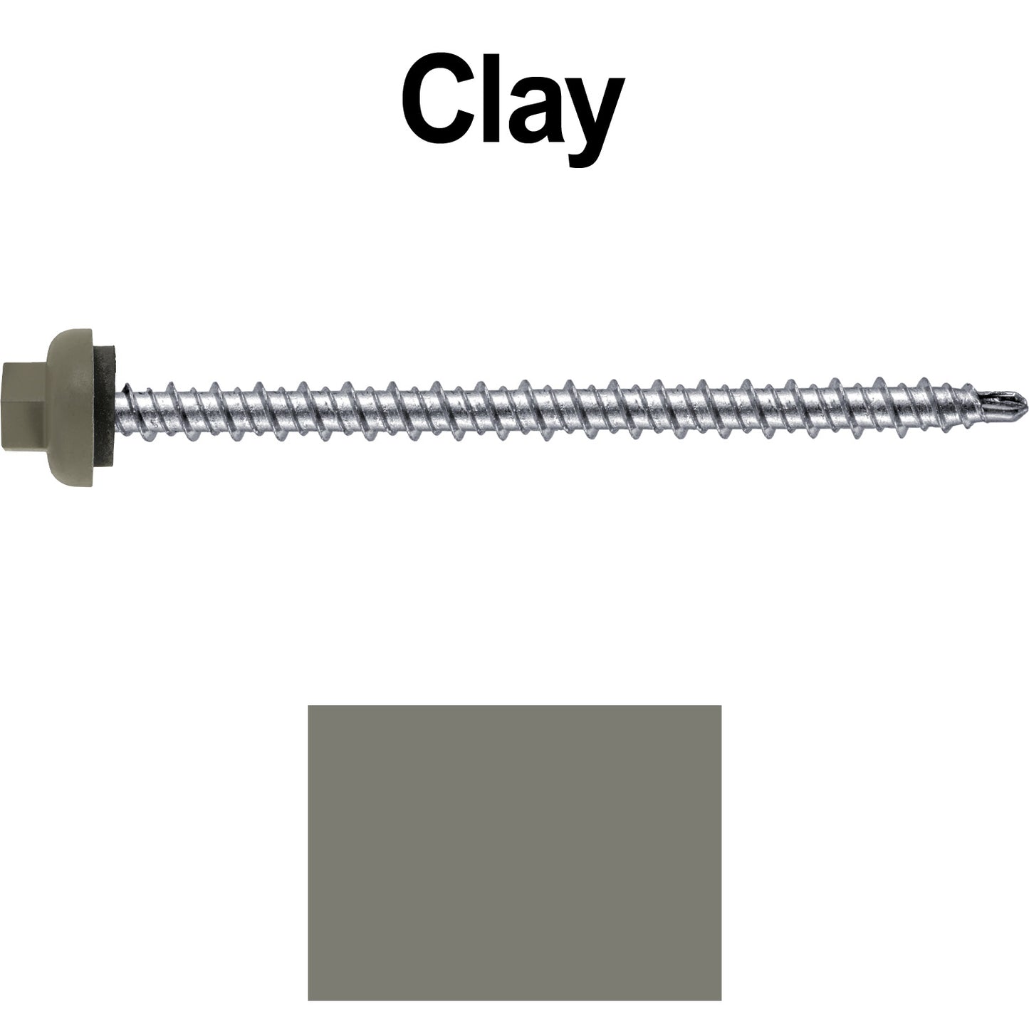 10 X 3" Zinc Aluminum Cap MINI-DRILLER Roofing Screws HI-LO THREAD Zinc Plated Carbon Steel Shank - EPDM Washer - Colored head